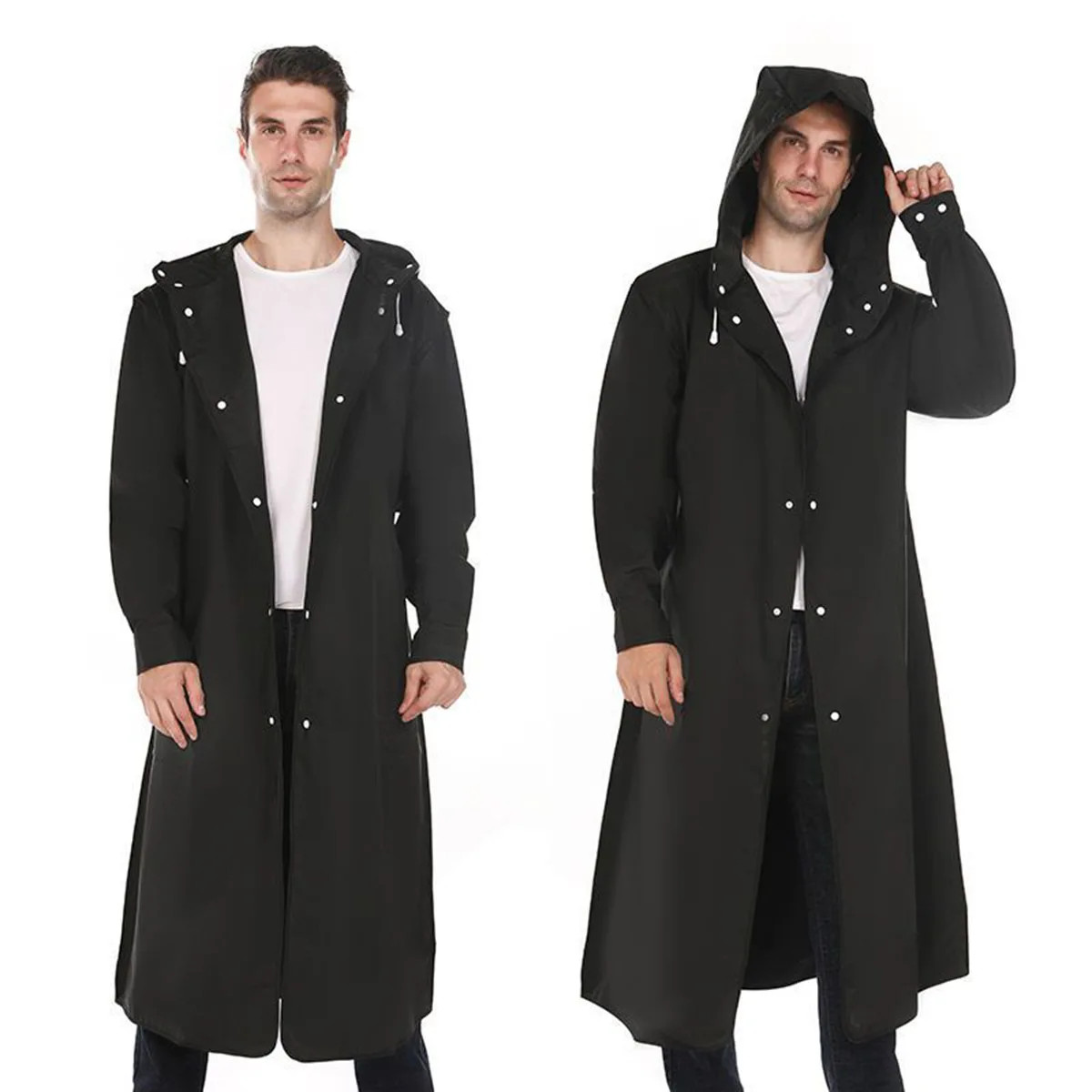 Unisex Adult Raincoat Waterproof Rain Coat Hooded Jacket Poncho Rainwear Camping