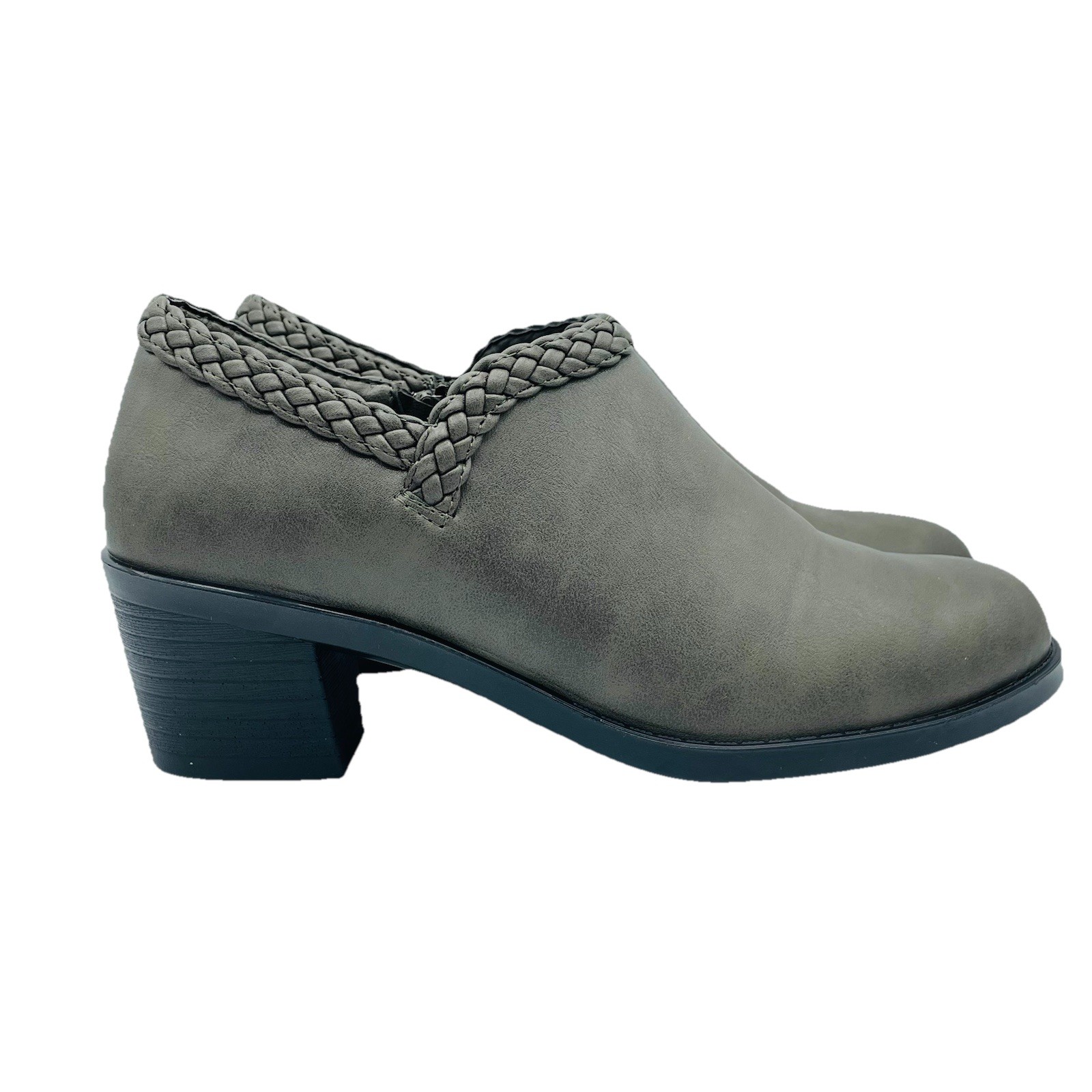 Easy Street Womens Shoes Size 9 Wide Gray Brown Comfort Wave Ankle Booties Zip