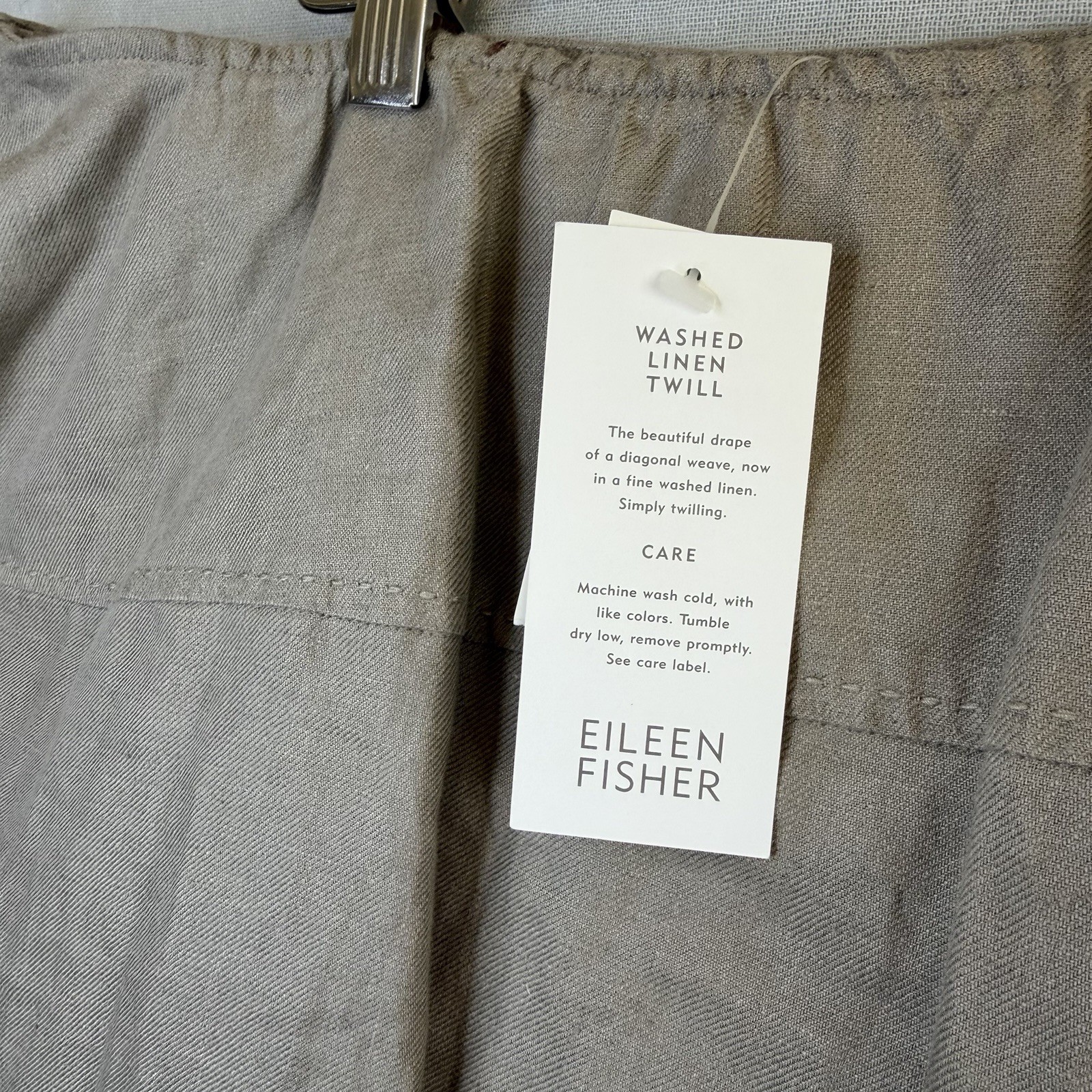 Eileen Fisher Skirt 2X Brown Washed Linen Twill NWT Midi Angled Yoke Zip A Line
