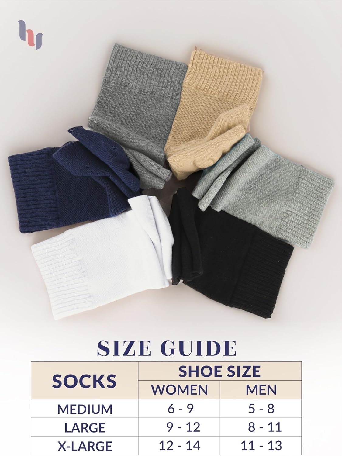 Hugh Ugoli Diabetic Socks for Men, Non-Binding, Seamless, Size M/L/XL