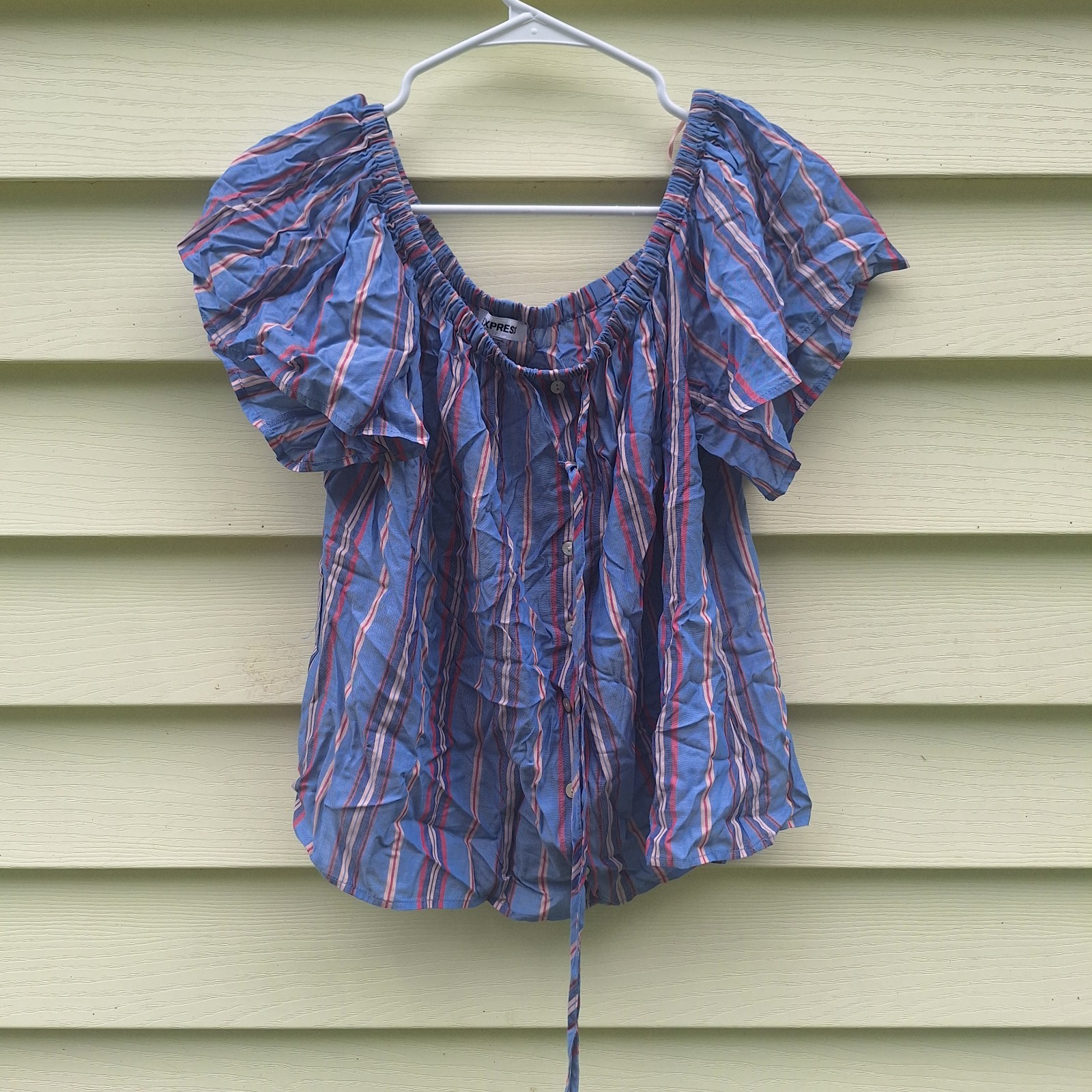 Express Women’s Babydoll Top M Regencycore Boho Cottagecore Fairy Peasant Stripe