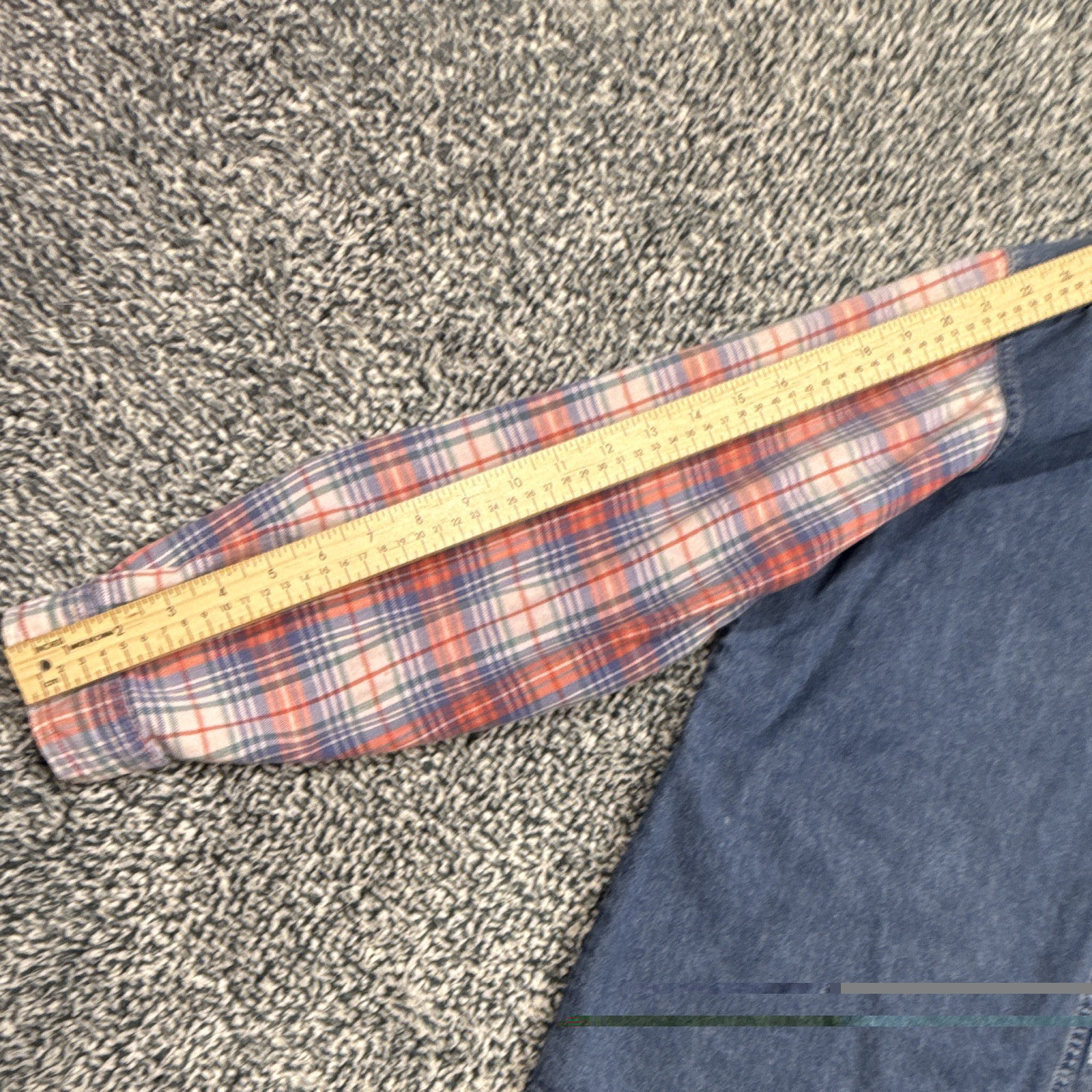 Mickey Unlimited Men’s L Plaid Denim Button-Up Long Sleeve Pockets