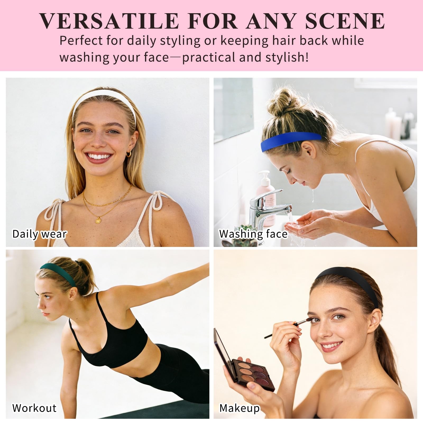 Wecoe Headbands for Women Girls, 10 Pcs 1 10 Count (Pack of 1), Multi-color A