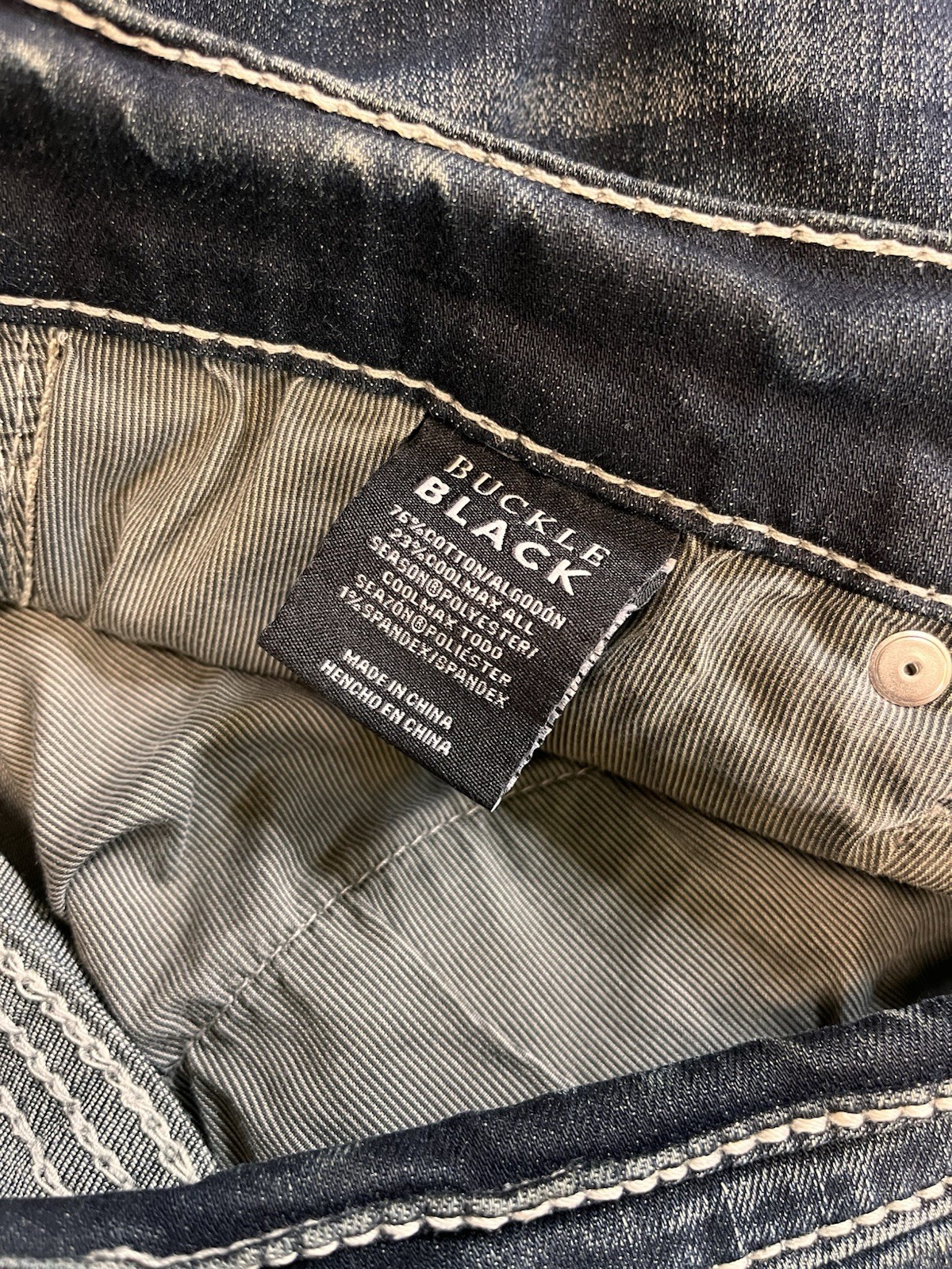 Buckle Black Fit No 3 Bootcut Men’s 32×34 Low Rise Slim Fit Jeans Embroidered