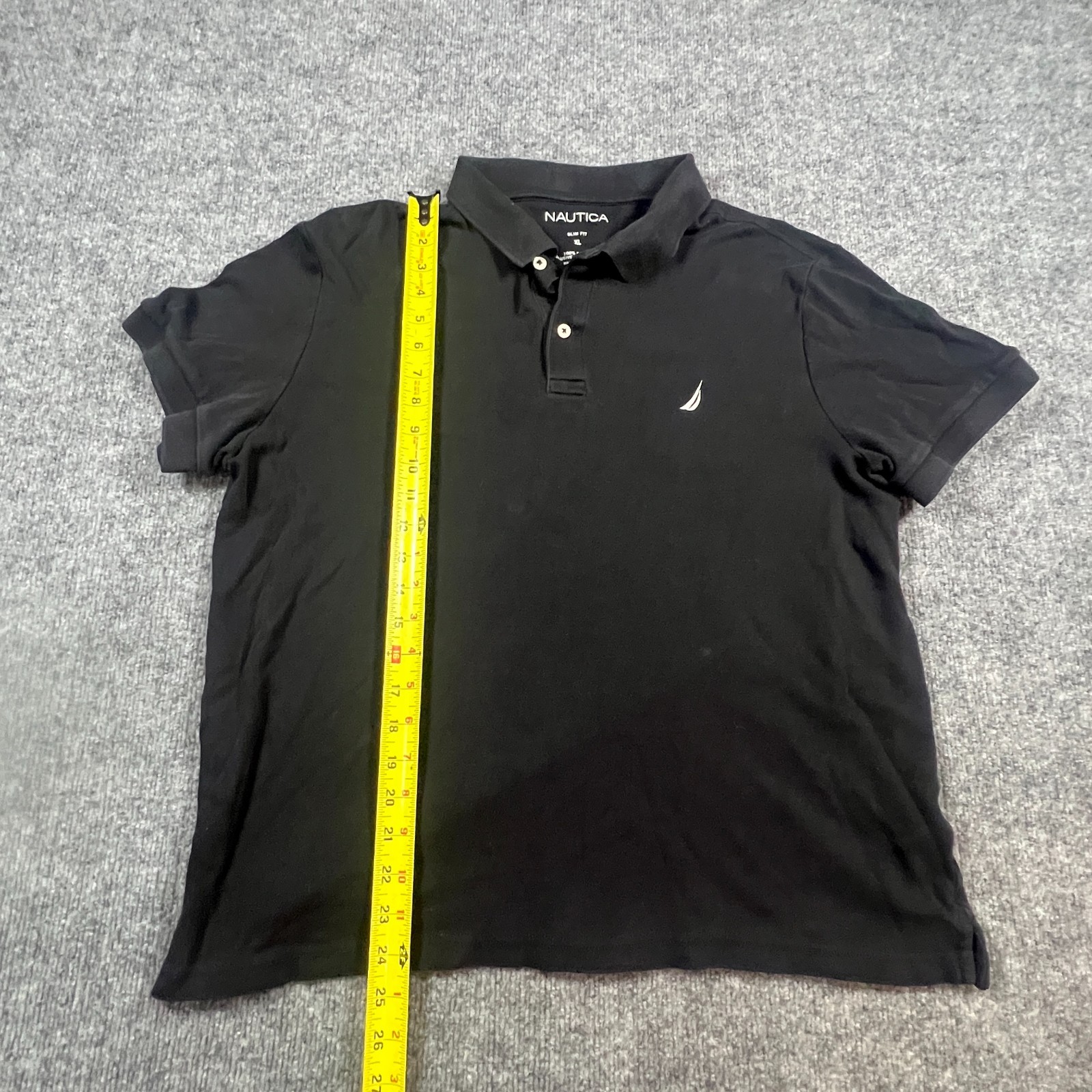 Nautica Slim Fit Polo Shirt Men XL Black Cotton Moisture Wicking Athleisure Golf