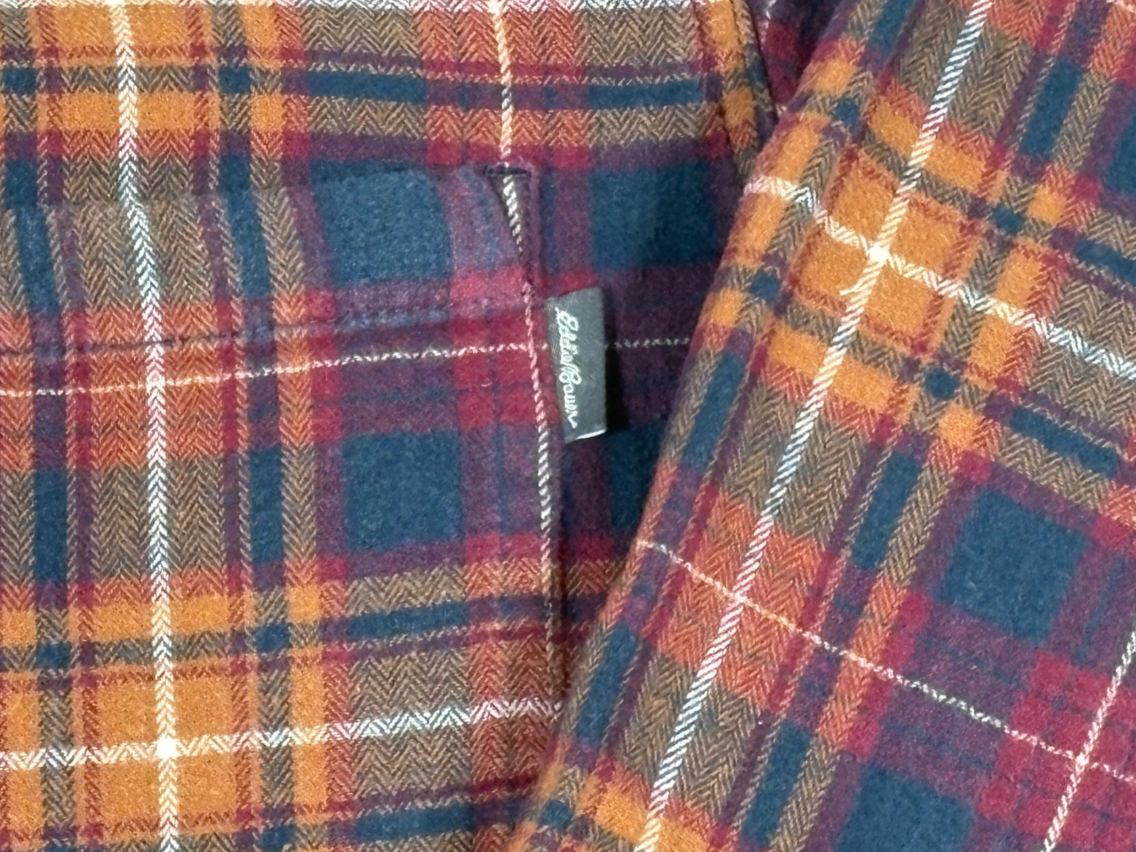 Eddie Bauer Flannel Shirt Womens M Purple Orange Plaid Long Sleeve Soft Cozy