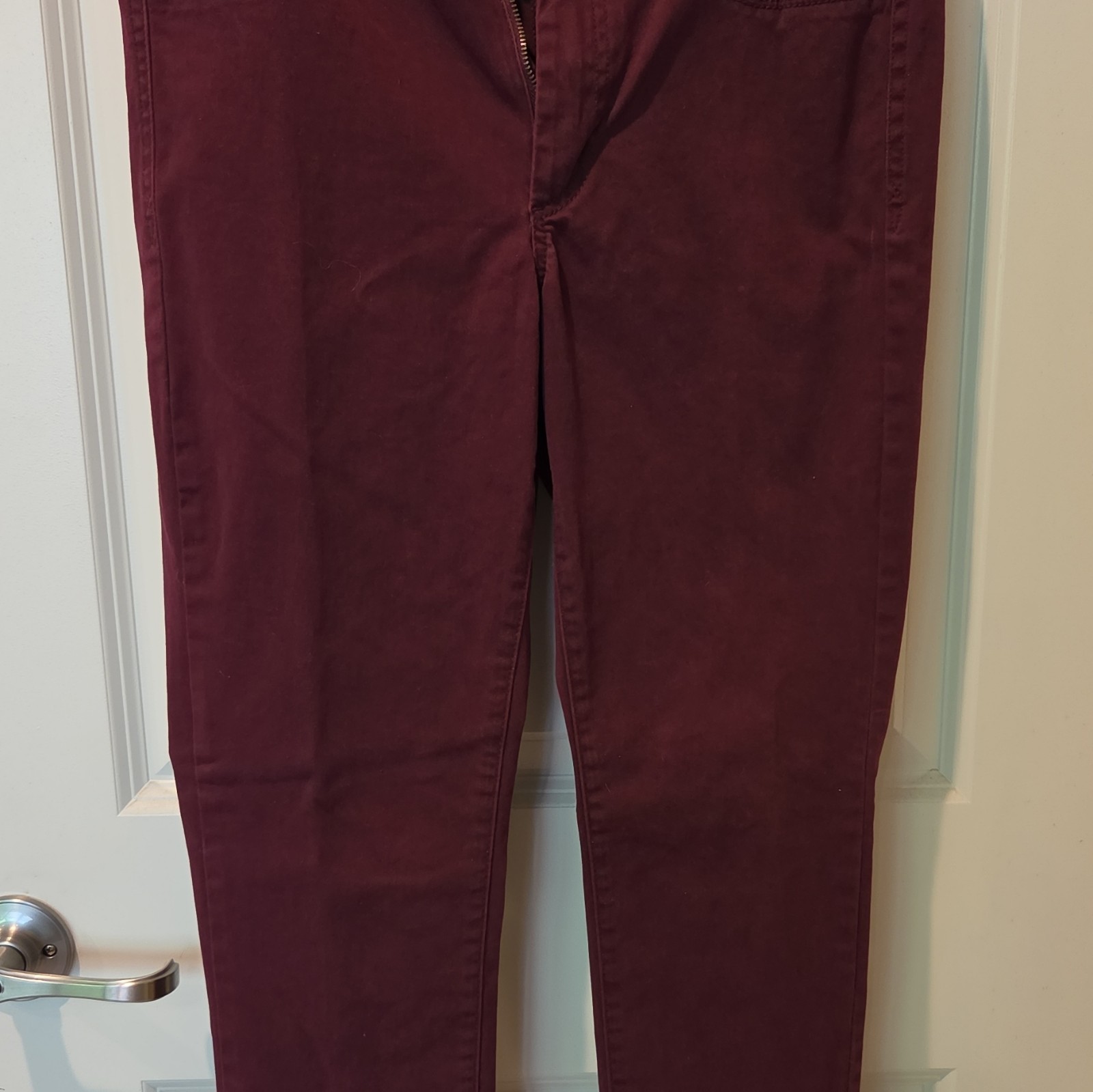 Rewash Men’s Burgundy Velvet Skinny Pants Stretch Flat Front 5-Pocket 32 S D30