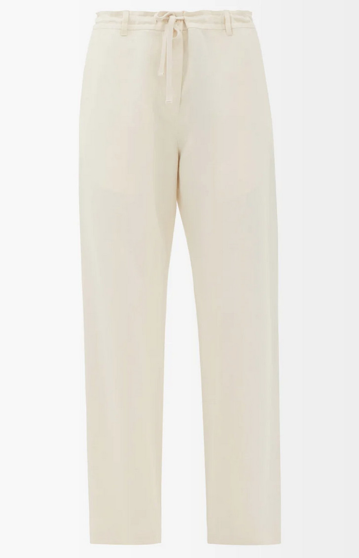 New $1290 The Row Dandy Silk & Linen-Blend Wide Leg Pants in Ivory sz 2/XS