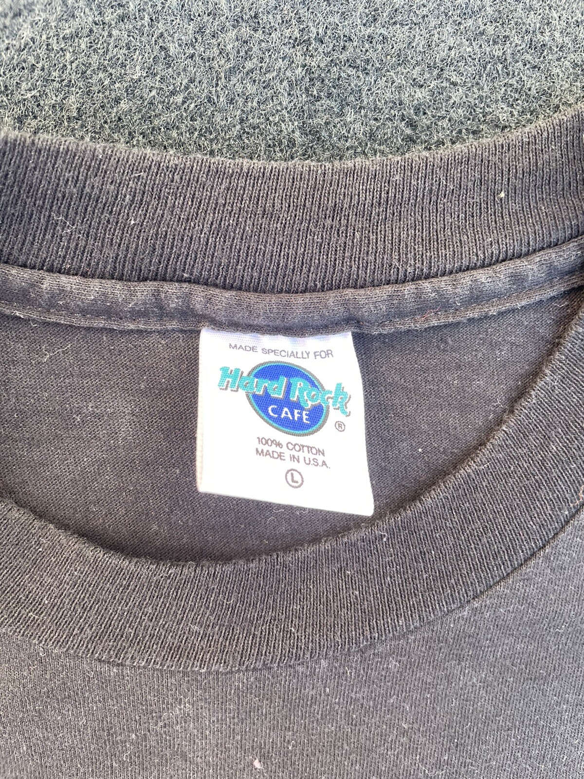 Men Sz L – VTG Hard Rock Cafe Honolulu Hawaii Black/Neon Blue 90s Single Stitch
