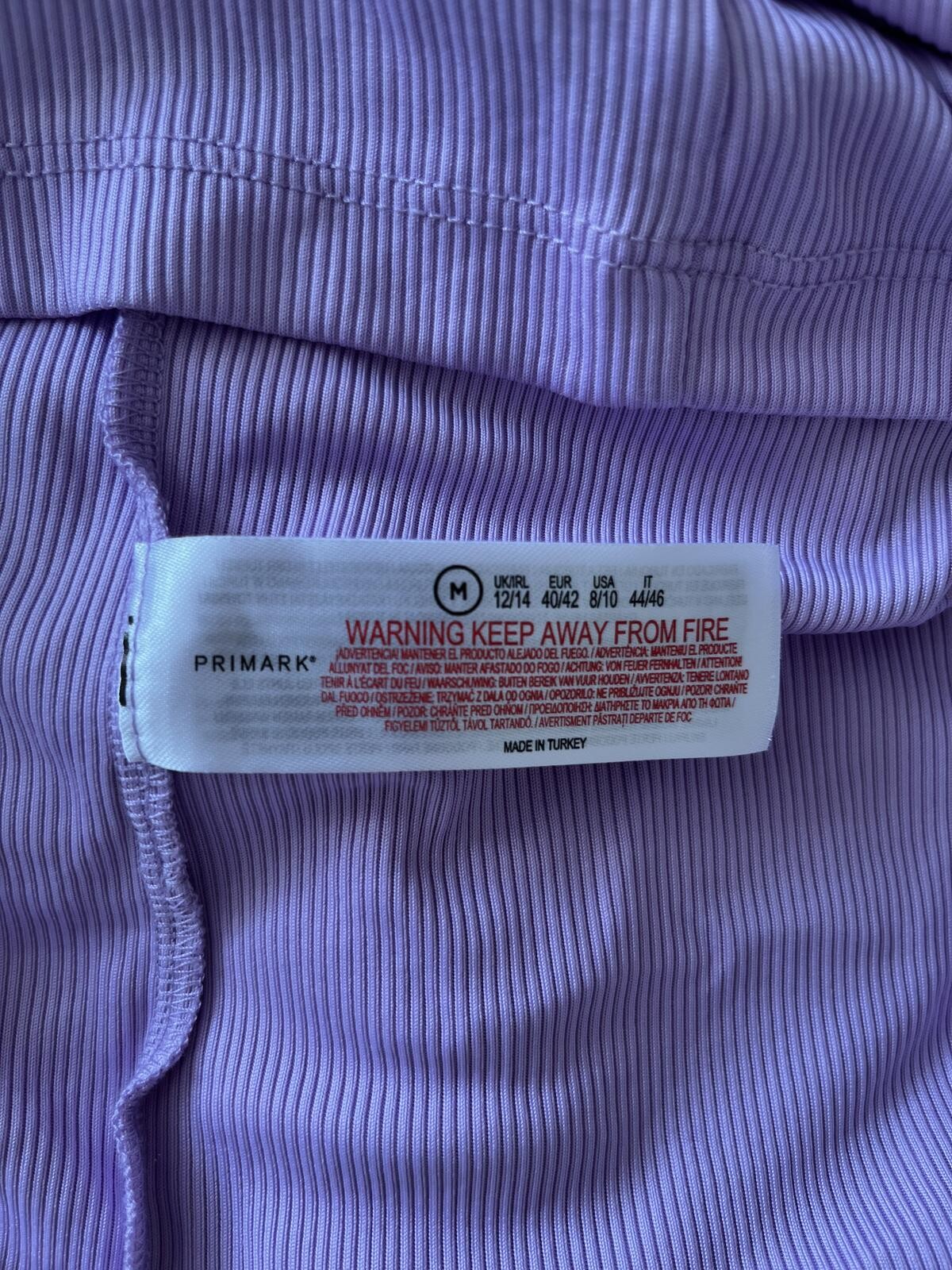 Primark Lilac Ribbed High Neck Sleeveless Top – Size UK 12-14