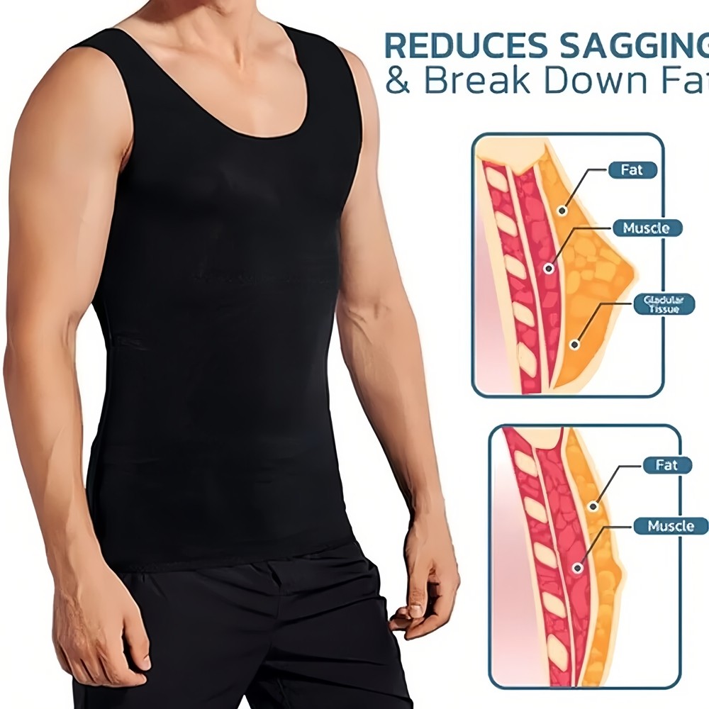 Men Gynecomastia Compression Tank Top Sauna Sweat Vest Fitness Body Shaper Belt