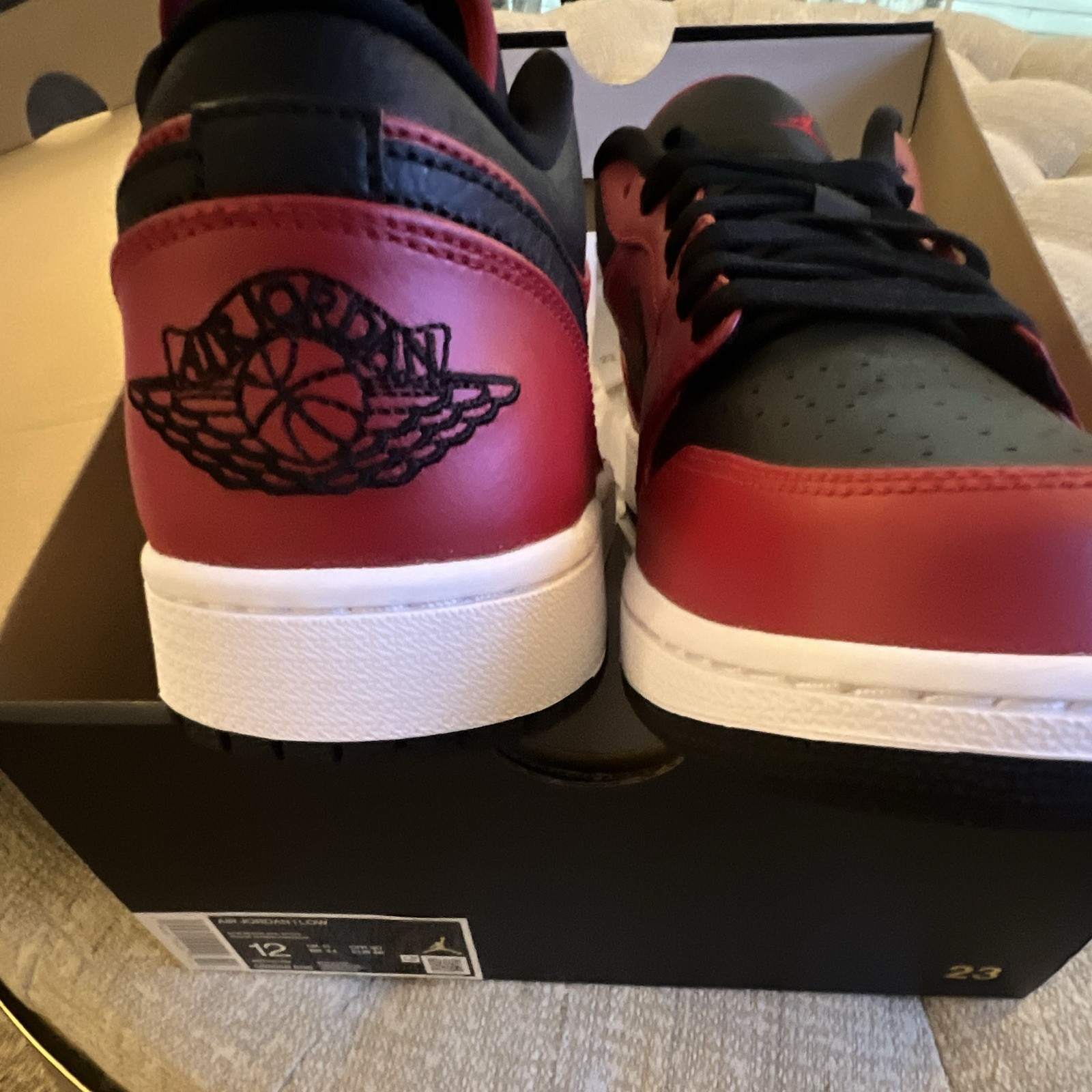 Jordan Air Jordan 1 Low Reverse Bred Gym Red Black White Sneaker 553558-605