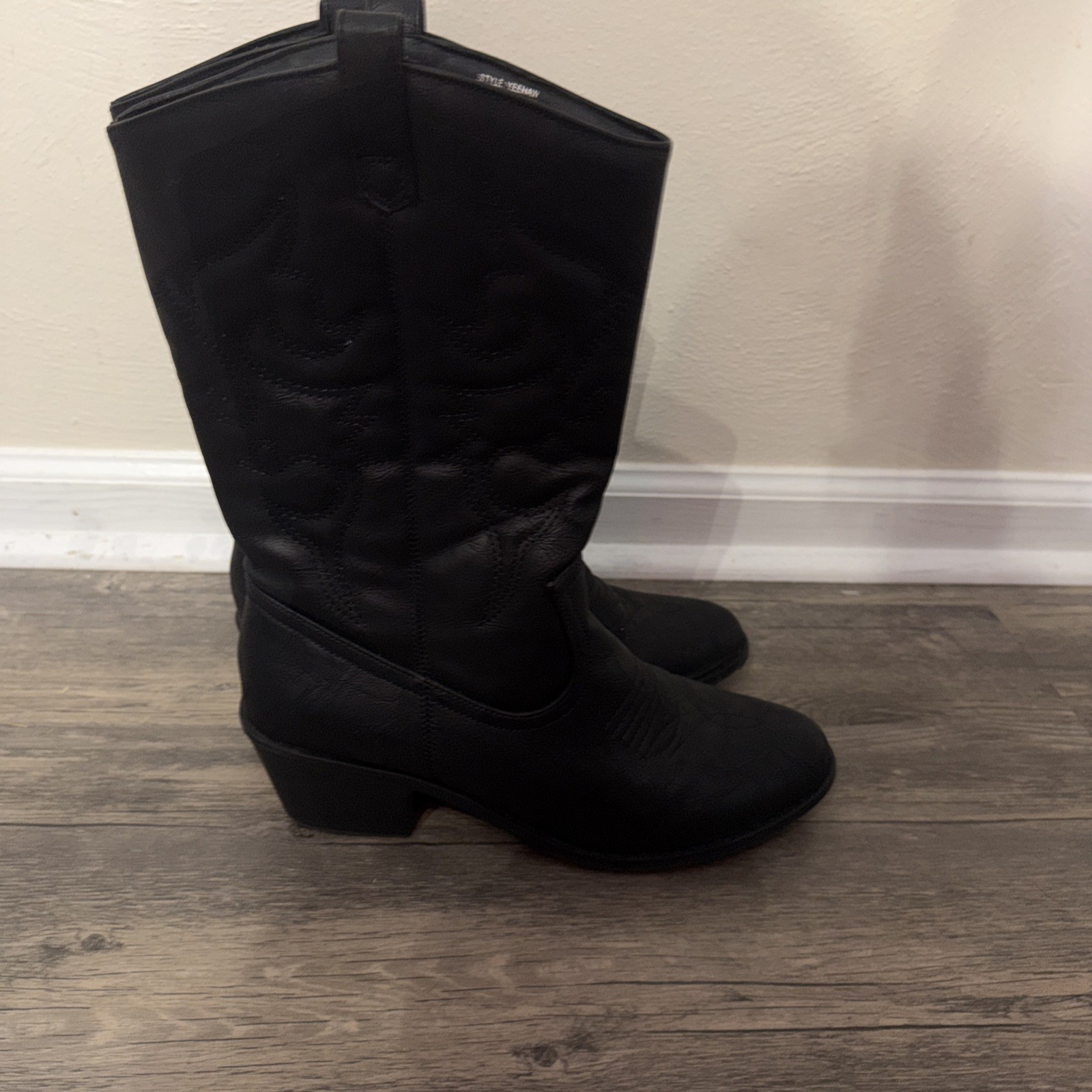 Charles Albert Women’s 100% Vegan Leather Western Black Boots Yeehaw Size 11