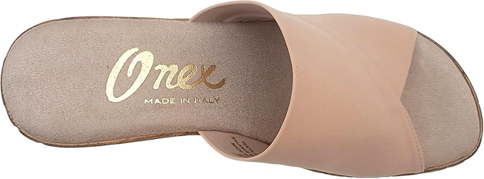 Women’s Onex Leather Wedge Slide Sandals Champagne Nude Beige Made in Italy