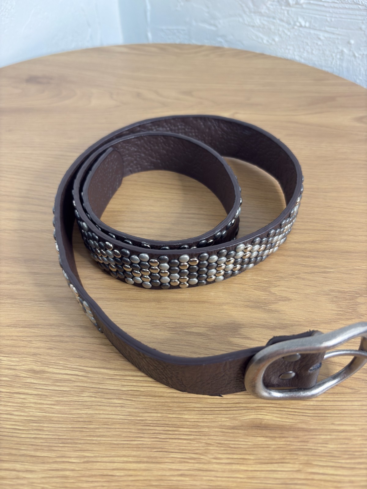Studded 90’s Y2K Belt Womens Large Mixed Metals Black Biker Rocker Punk Metal 14