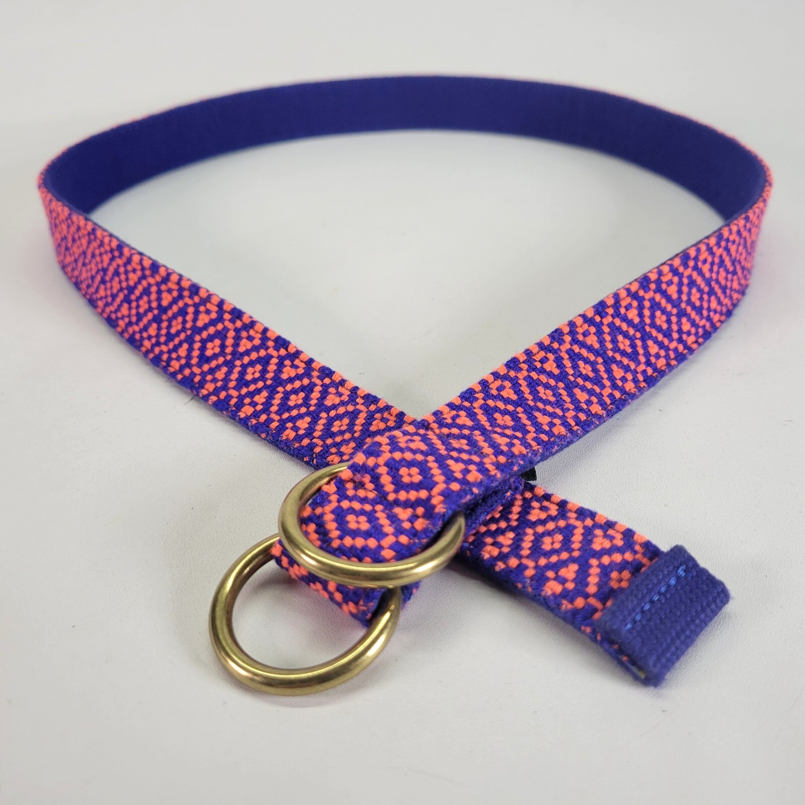 J Crew Belt 28 30 32 34 S Ring Buckle Blue Orange