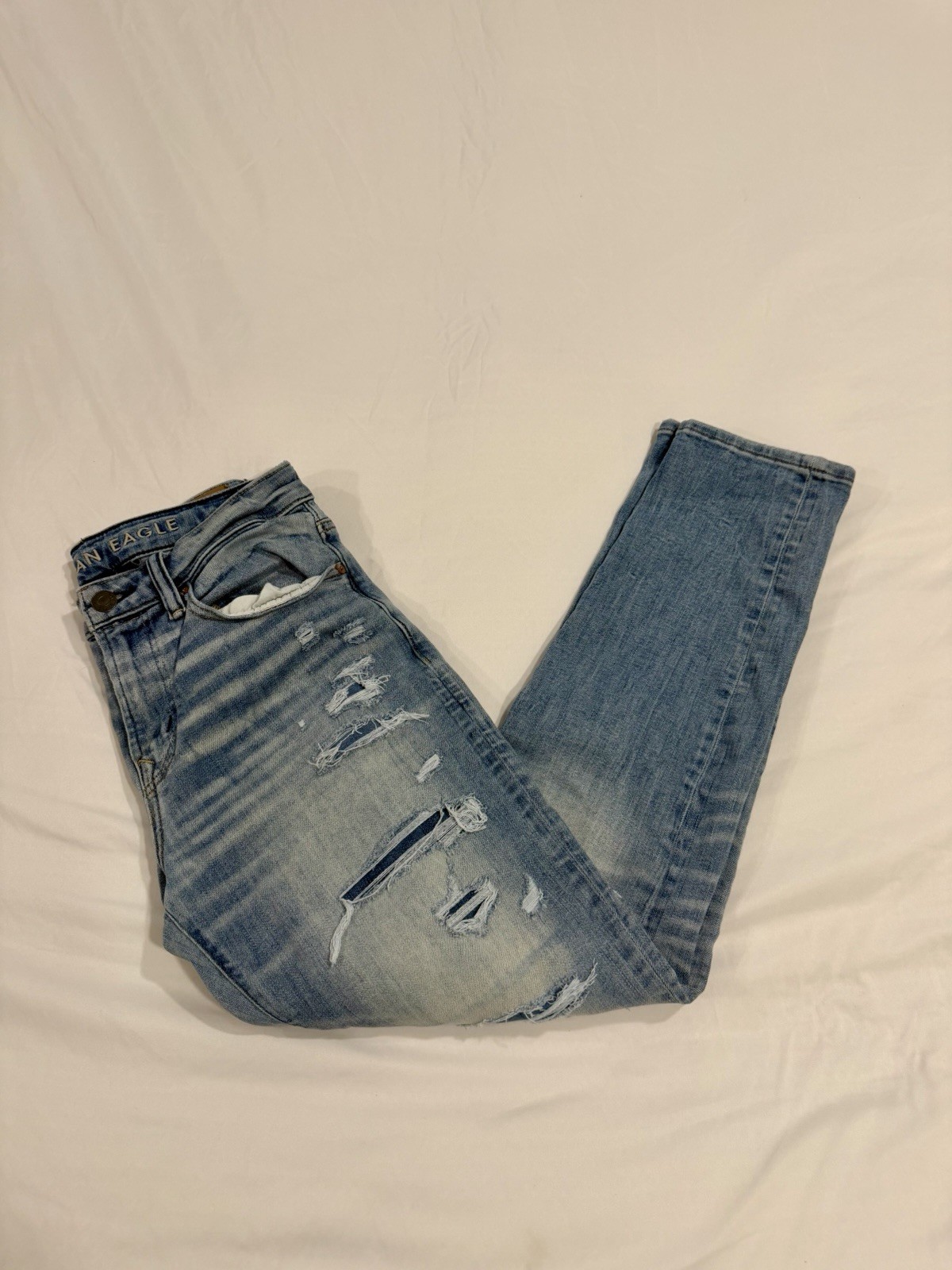 American Eagle Airflex+ Mens Jeans 29×30 Athletic Fit Blue Denim Distressed