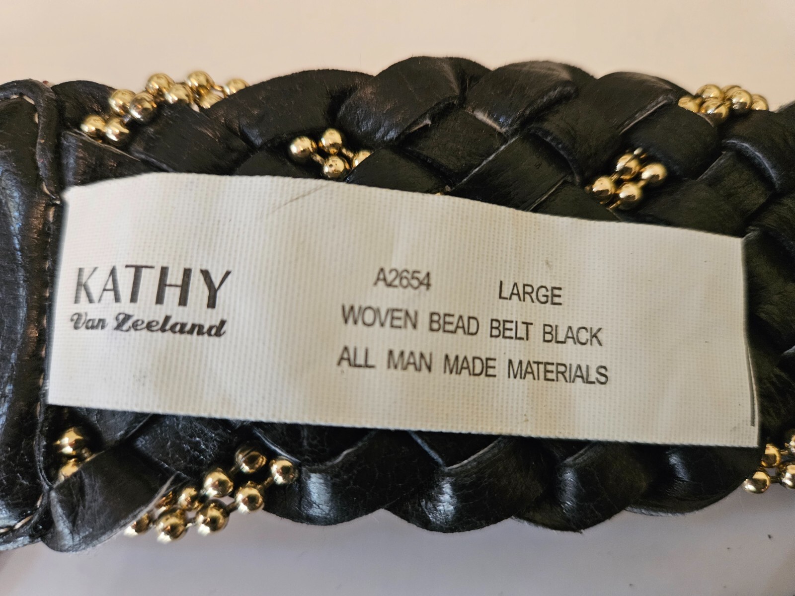 Kathy Van Zeeland Belt Black Woven Bead Man Made Material Design Large