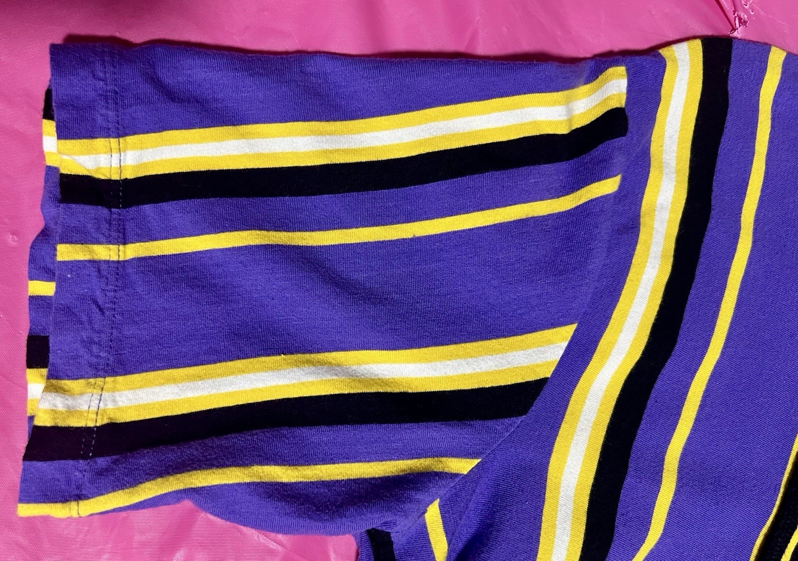 Clout Hooded Tshirt Medium Short Sleeve Purple Yellow Striped Vox Populi