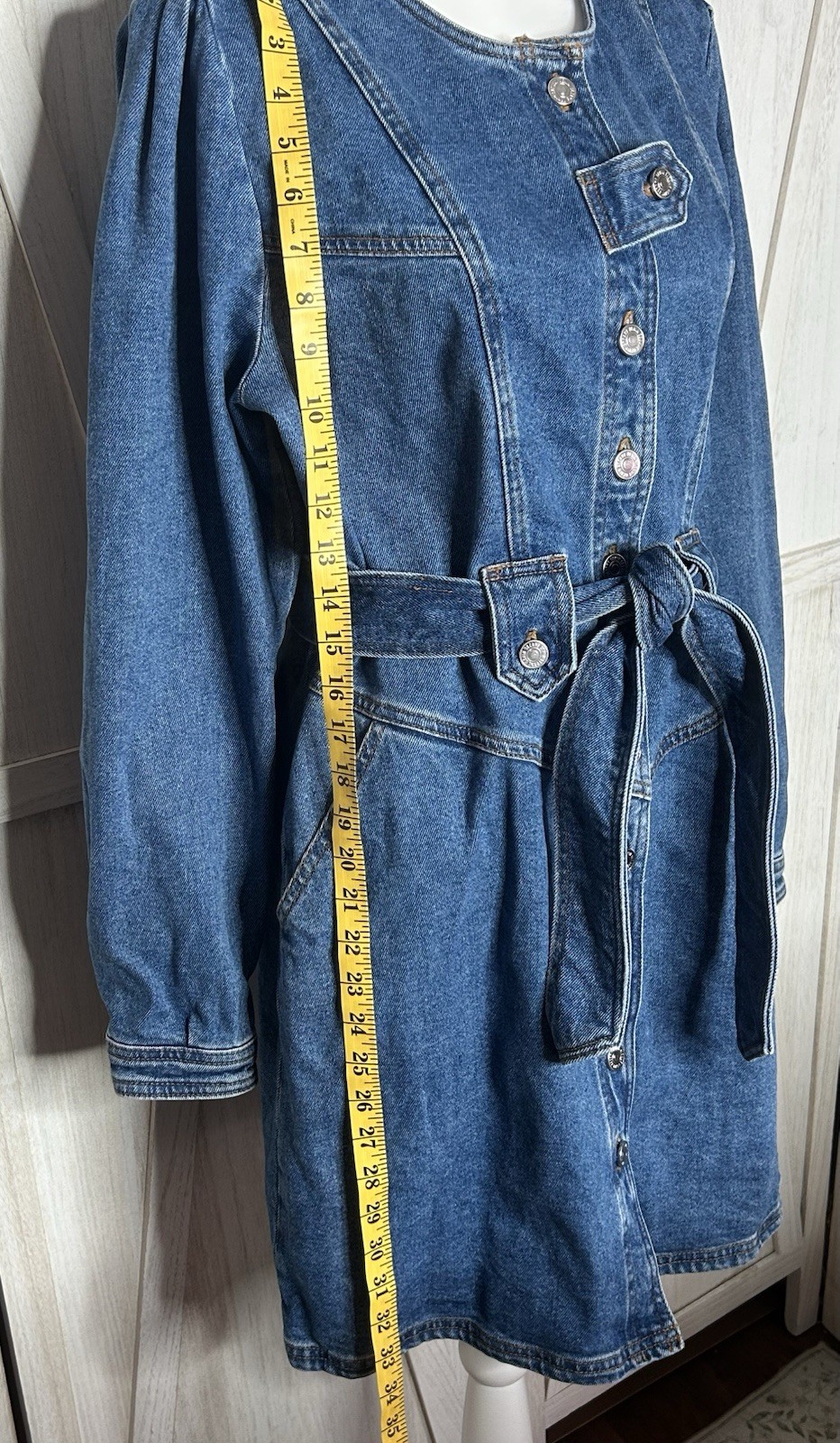 Sezane Cherine Denim dress Sz 12 EUC French Girl Utilitarian