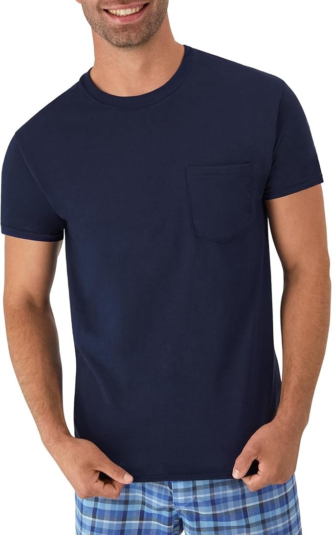 6 Pack Hanes Men’s Value Pack Assorted Pocket T-Shirt Undershirts Size Large