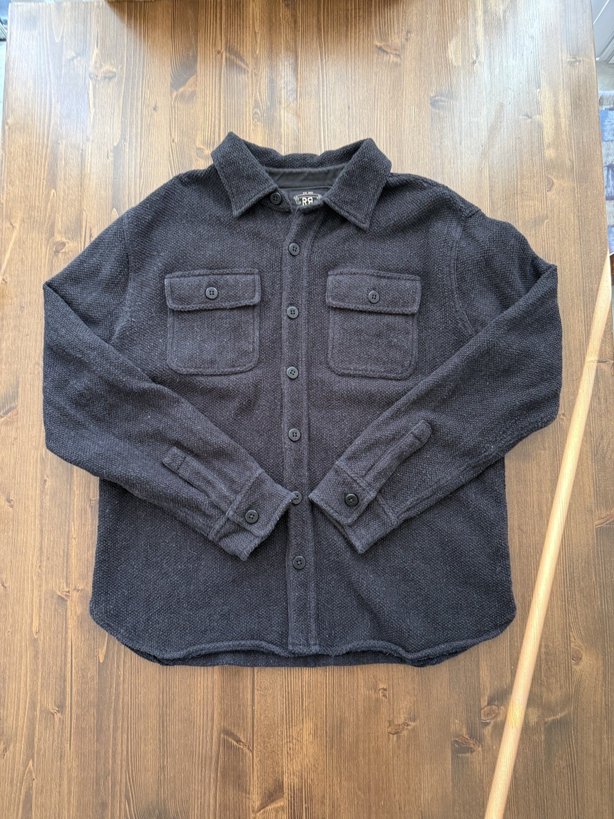 Double RL RRL Ralph Lauren Black Button-Down Shirt Jacket – Mens – Large