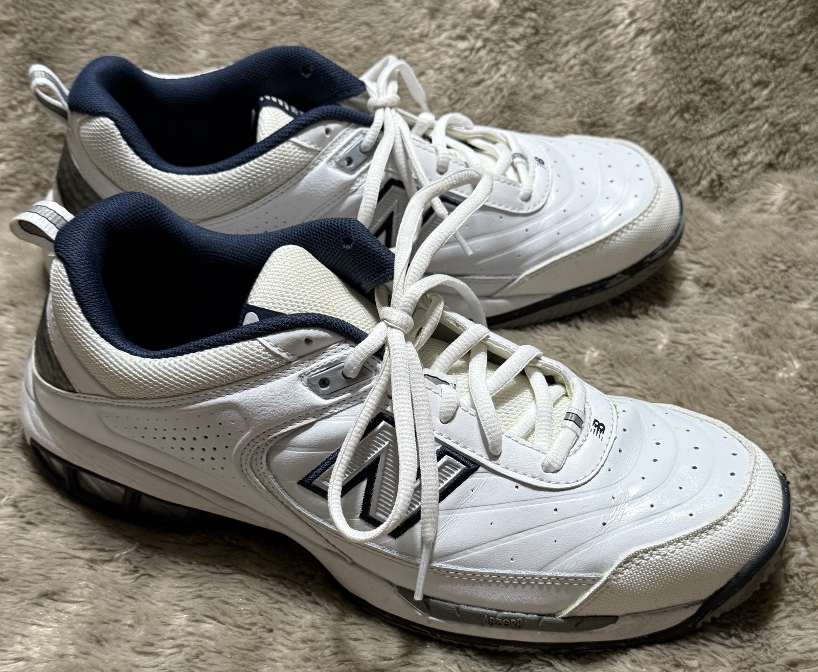 New Balance 806 Tennis Shoes White Leather Lace Up MC806W Mens Size 10.5D Wide