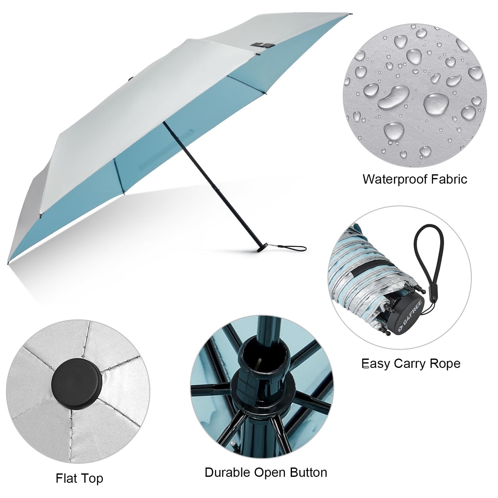 Compact 43″ Mini Travel Umbrella – Ultralight, UPF 50+ UV Protection, Carbon Fib