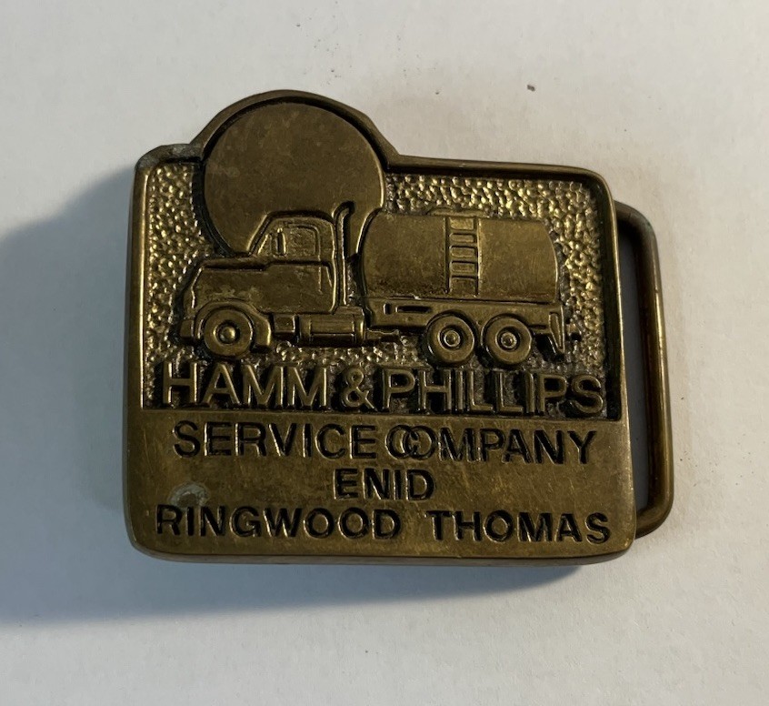 Hamm & Phillips Service Company Enid Ringwood Thomas Brass Belt Buckle USA Made