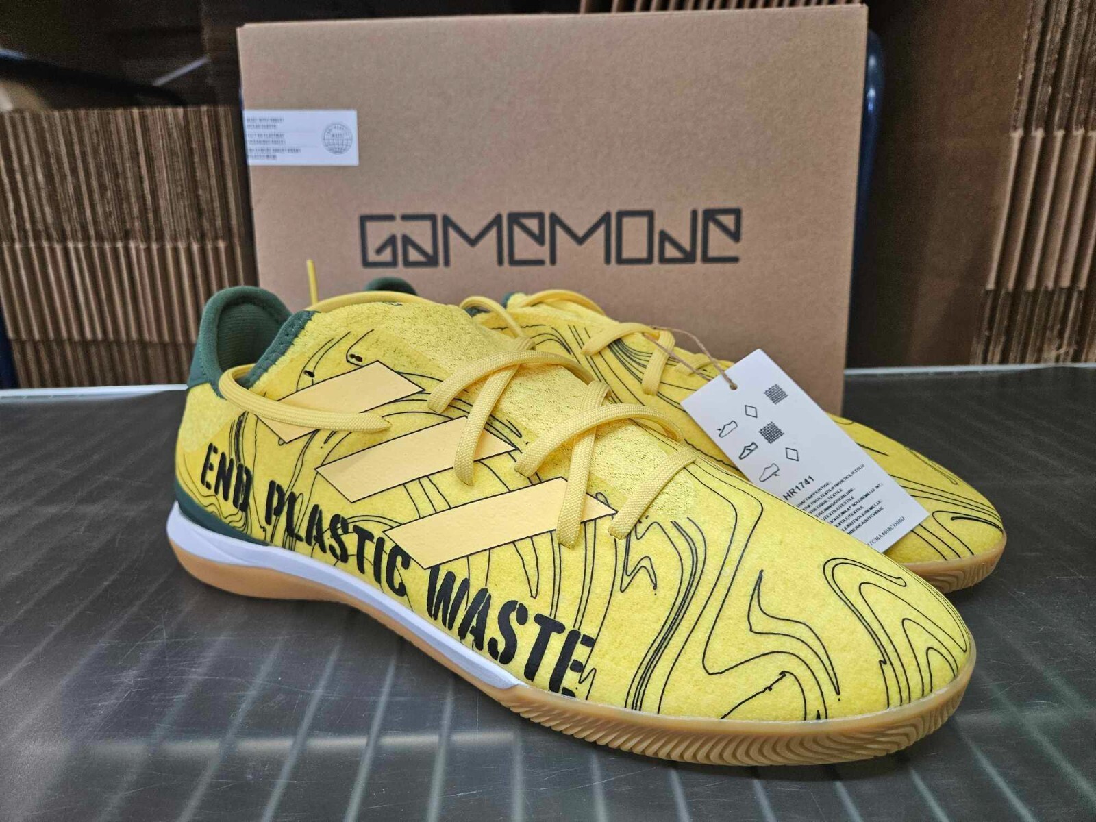 Adidas Gamemode Indoor Soccer Shoe HR1741 Yellow End Plastic Waste Men’s sz 9-11