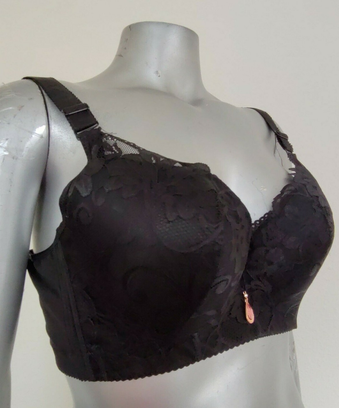 NEW Plus INTIMATE LINGERIE BRA Size 48 /110 Lace Black Adjustable Strap 5 Hooks