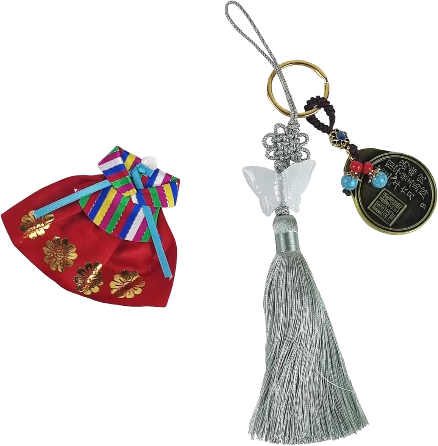 Jade Butterfly Norigae – Elegant Mint Tassel Charm for Hanbok Accessory