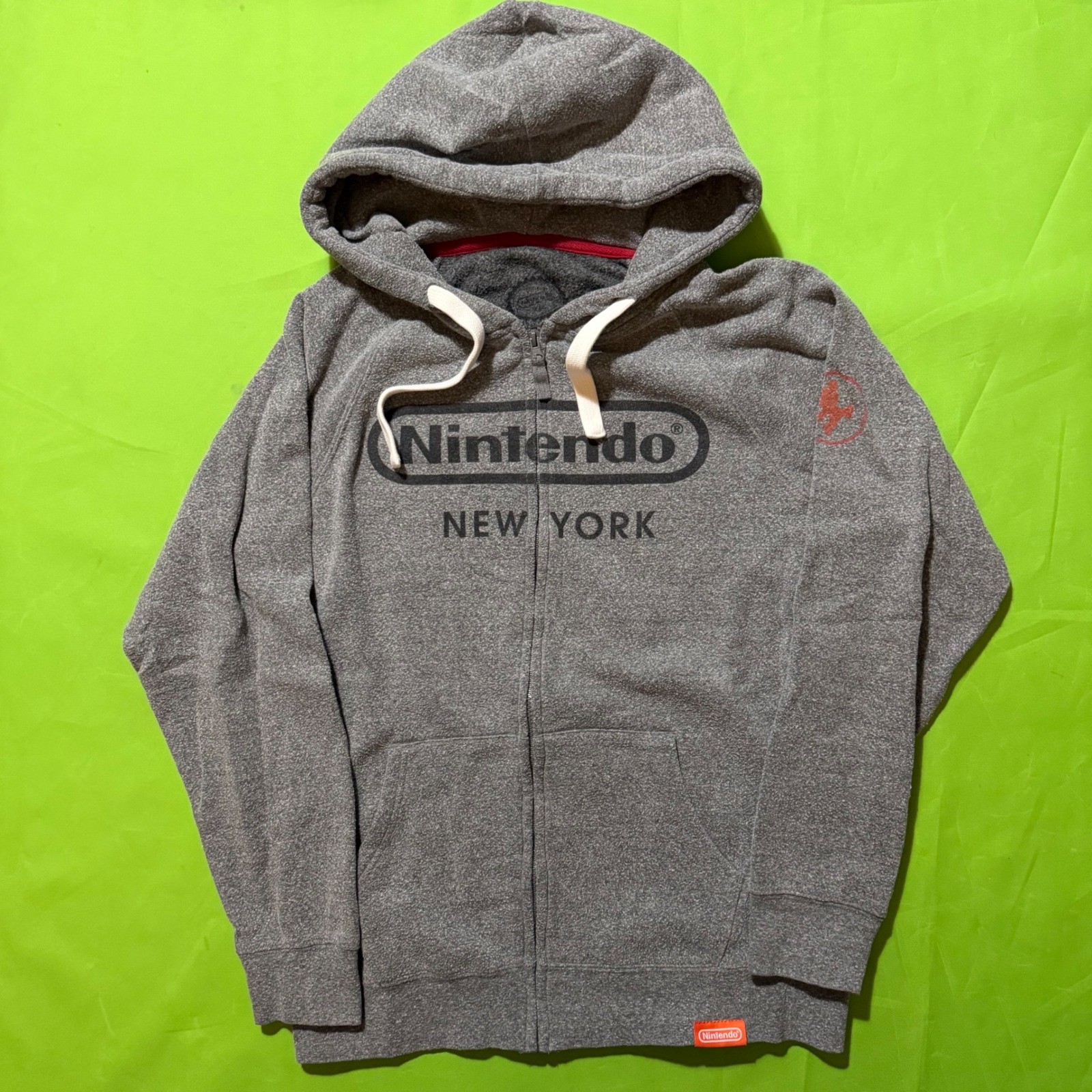 Nintendo New York Store Exclusive Zip Up Hoodie Gray Mens Medium Logo Souvenir