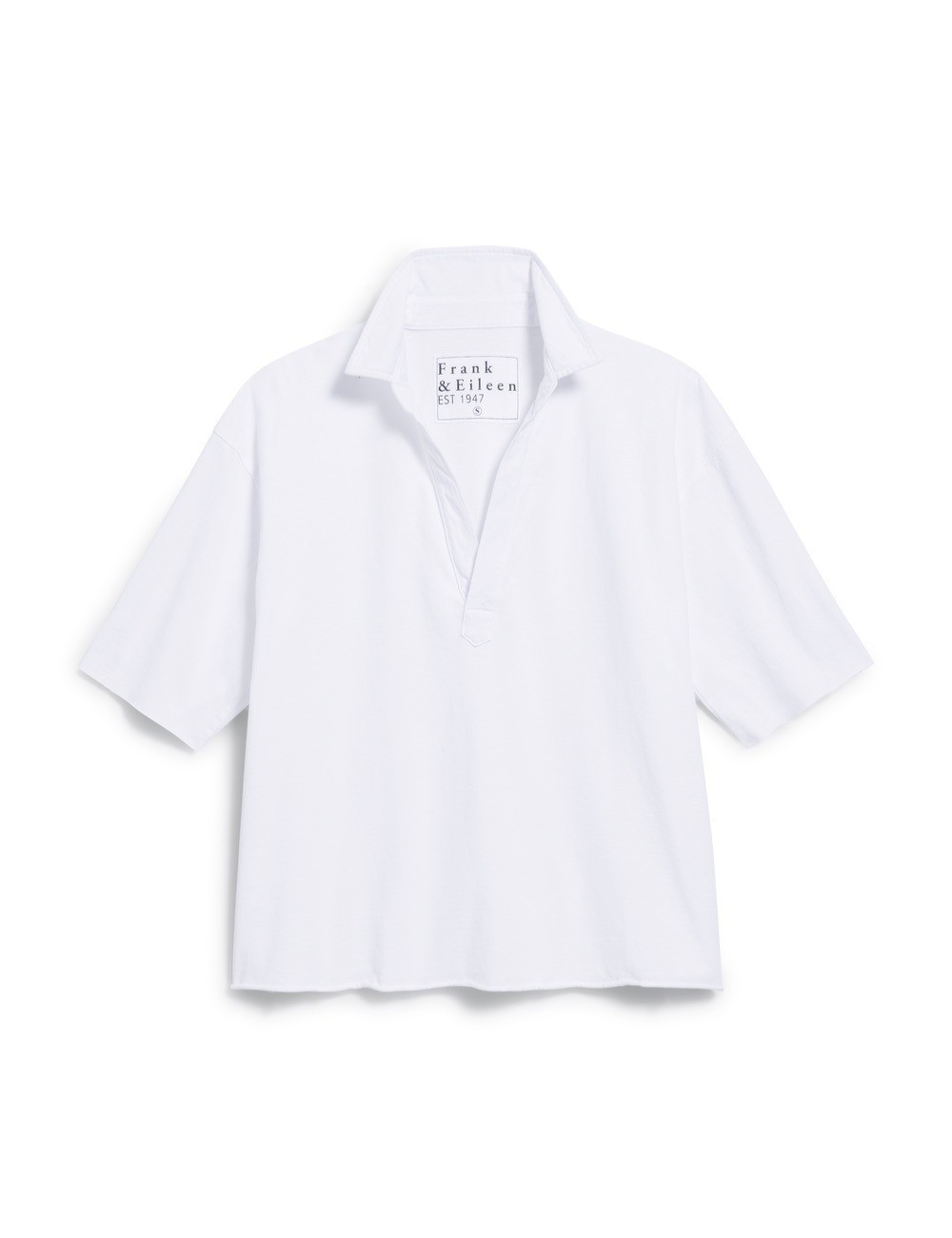 FRANK & EILEEN PATTY Short-Sleeve Popover Henley white top shirt size M
