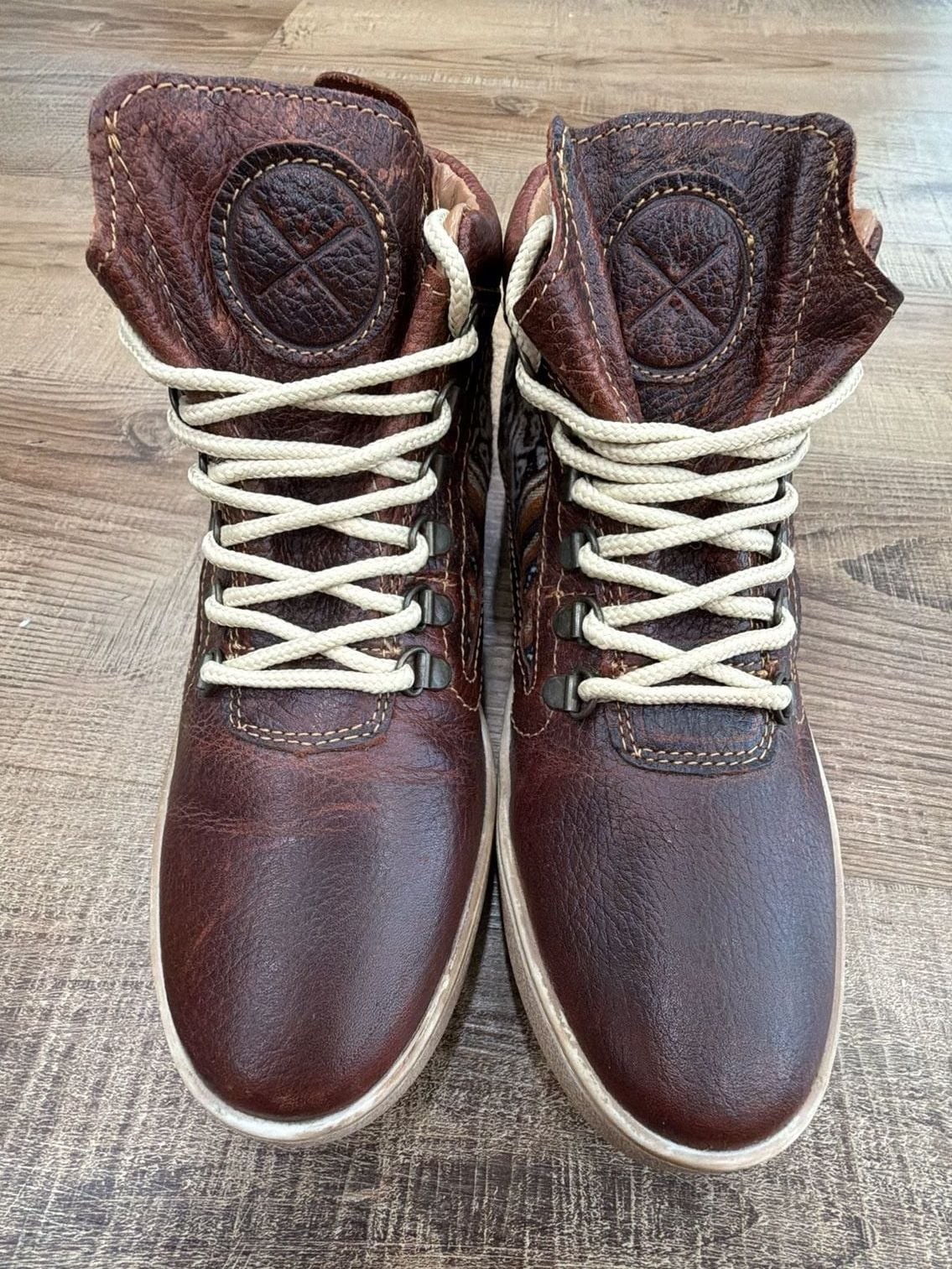 Inkkas Brown Leather Boots Womens Size 7 EUR 38 Peruvian Aztec Festival High Top