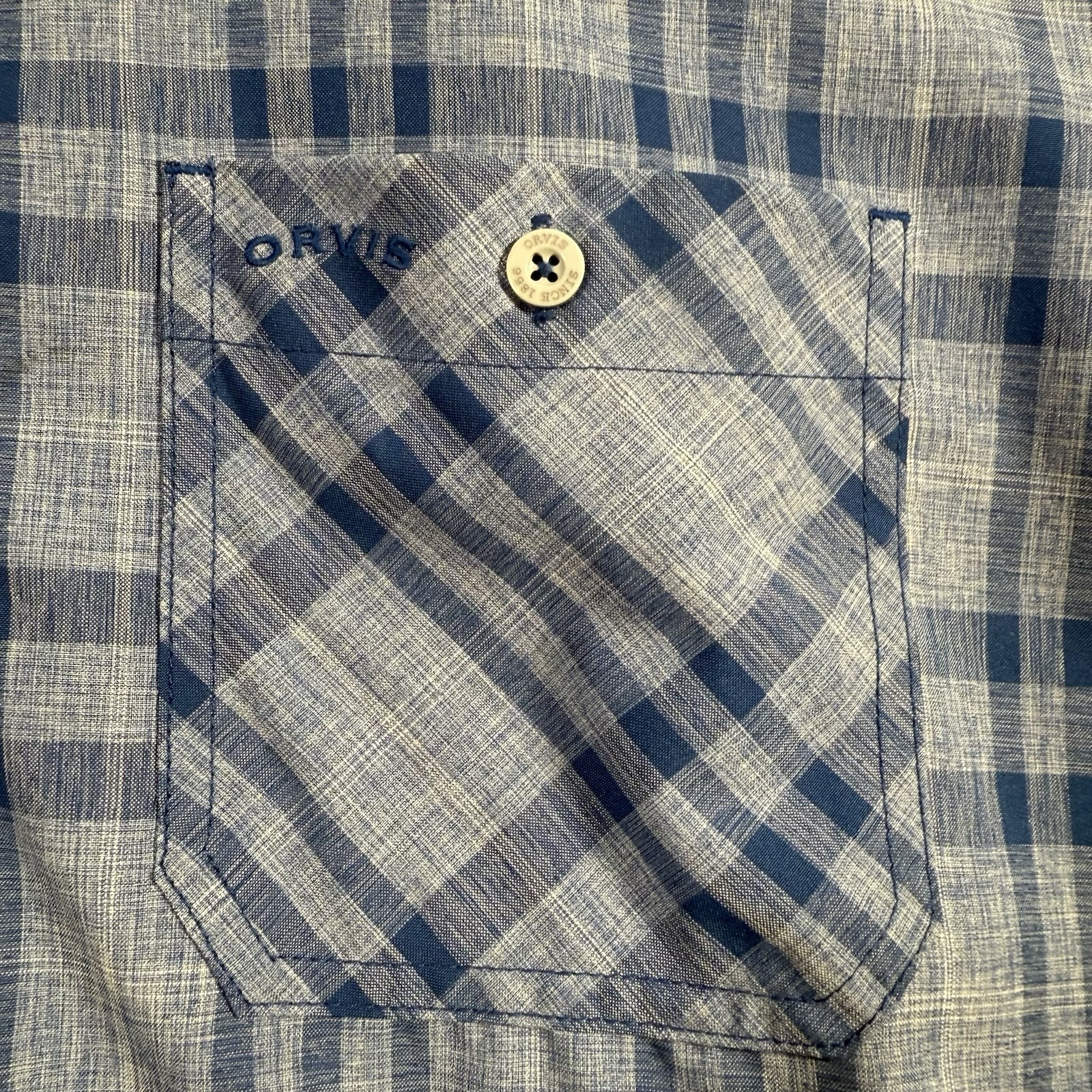 Orvis Classic Collection Mens 2XL Plaid Short Sleeve Button Shirt Two Pockets