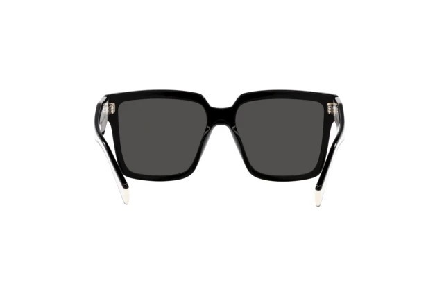 Prada PR24ZS Cat Eye Sunglasses Black White Temple Grey Lens Women Authentic