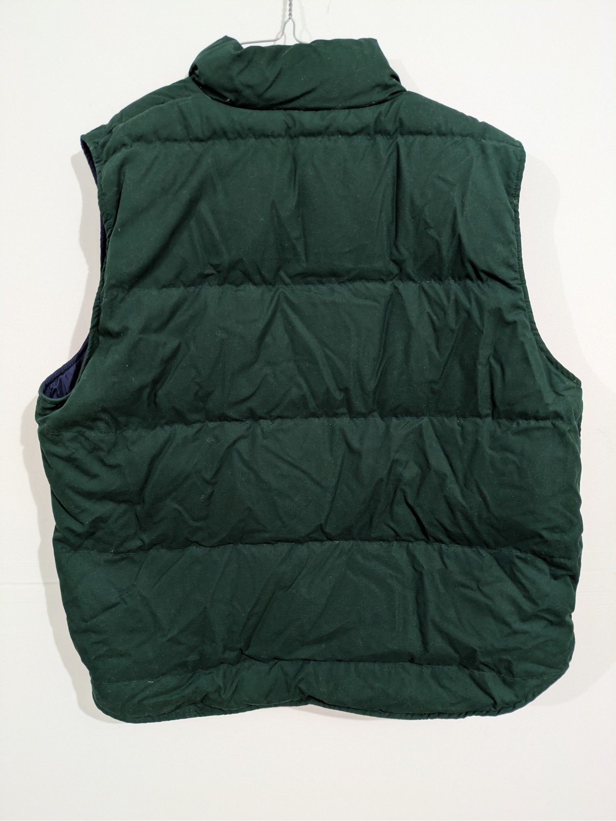 Eddie Bauer Men’s Green Down Puffer Vest M Full Zip Pockets Stand-Up Collar