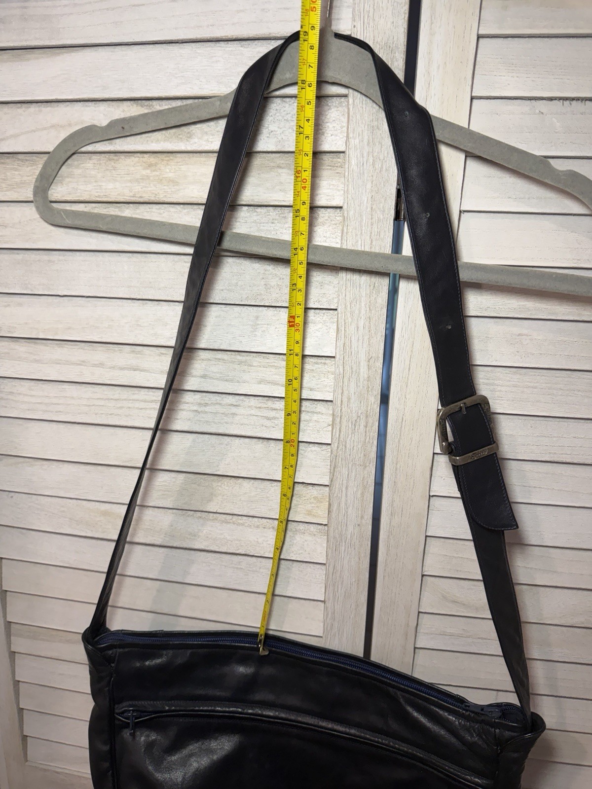 Vintage Italian Leather Navy Zip Half Moon Crossbody Bag Enny