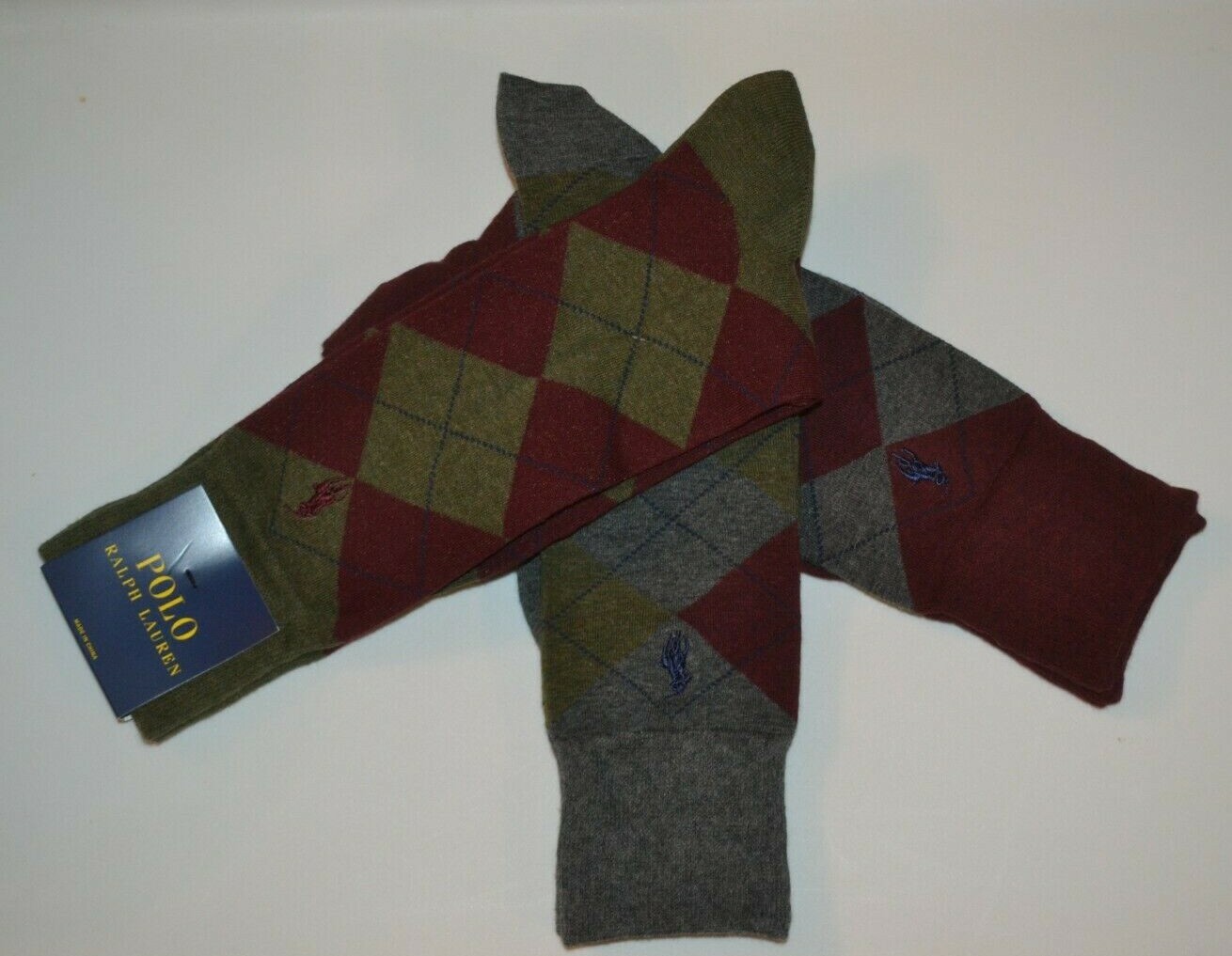 Polo Ralph Lauren Argyle Crew Custom Fit Dress Socks Men’s Sock Size: 10-13 NIP!