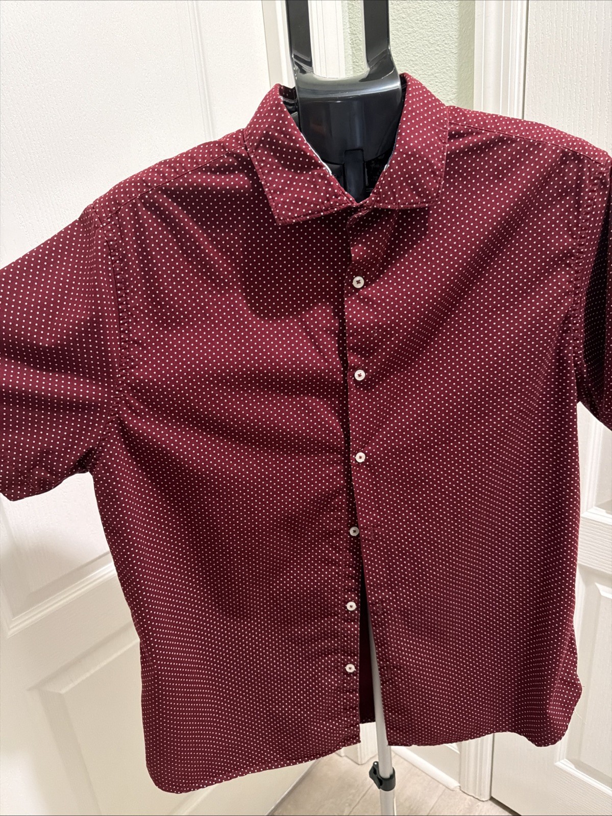 Cactus Man Ricky Singh Shirt Mens Large Slim Fit Polka Dot Short Sleeve