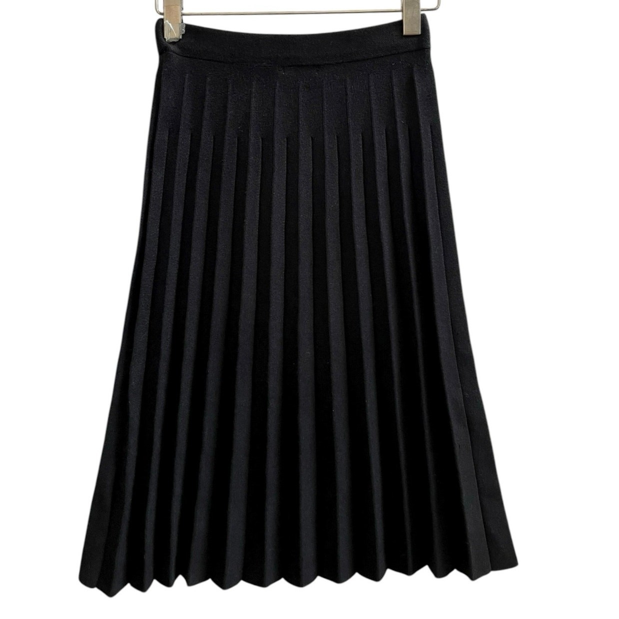 Udel New York Black Knit Elastic Waistband Pleated A Line Skirt Size XS