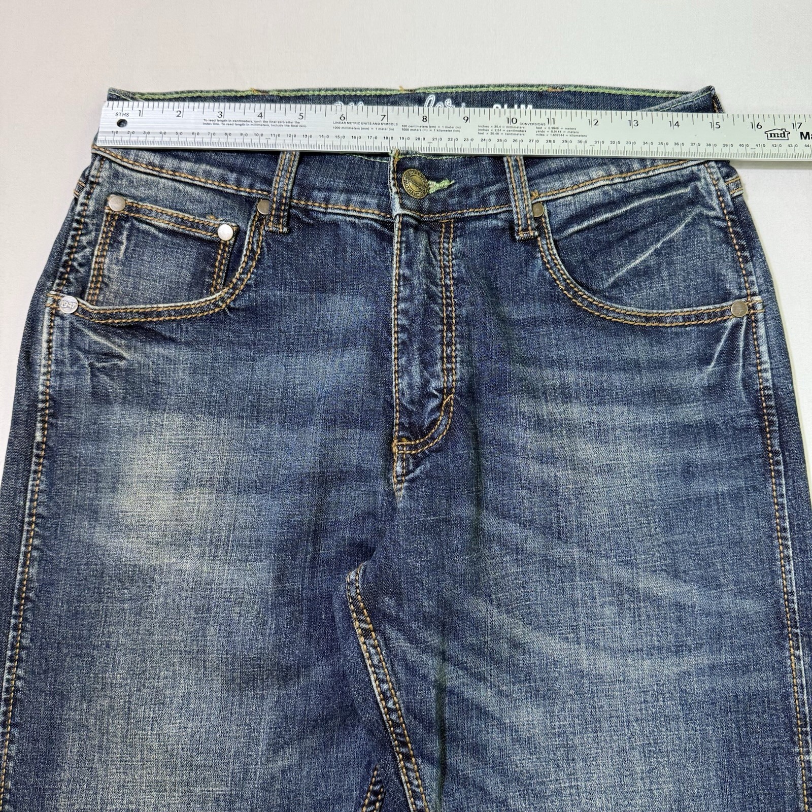 Wrangler Retro Jeans Mens 30×32 Blue Slim Straight Western Denim Pants Cowboy