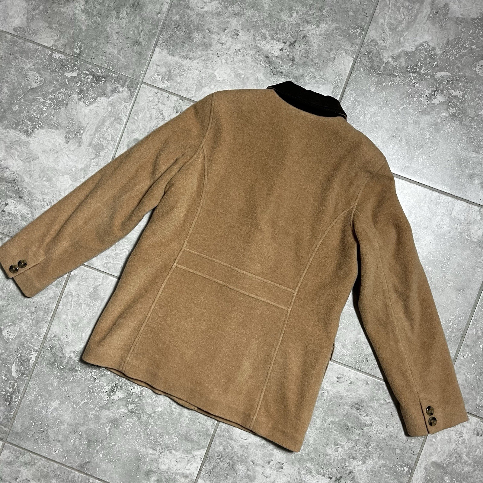 LL Bean Vtg Wool Blend Button Barn Coat Jacket Camel Tan 90s Womens S