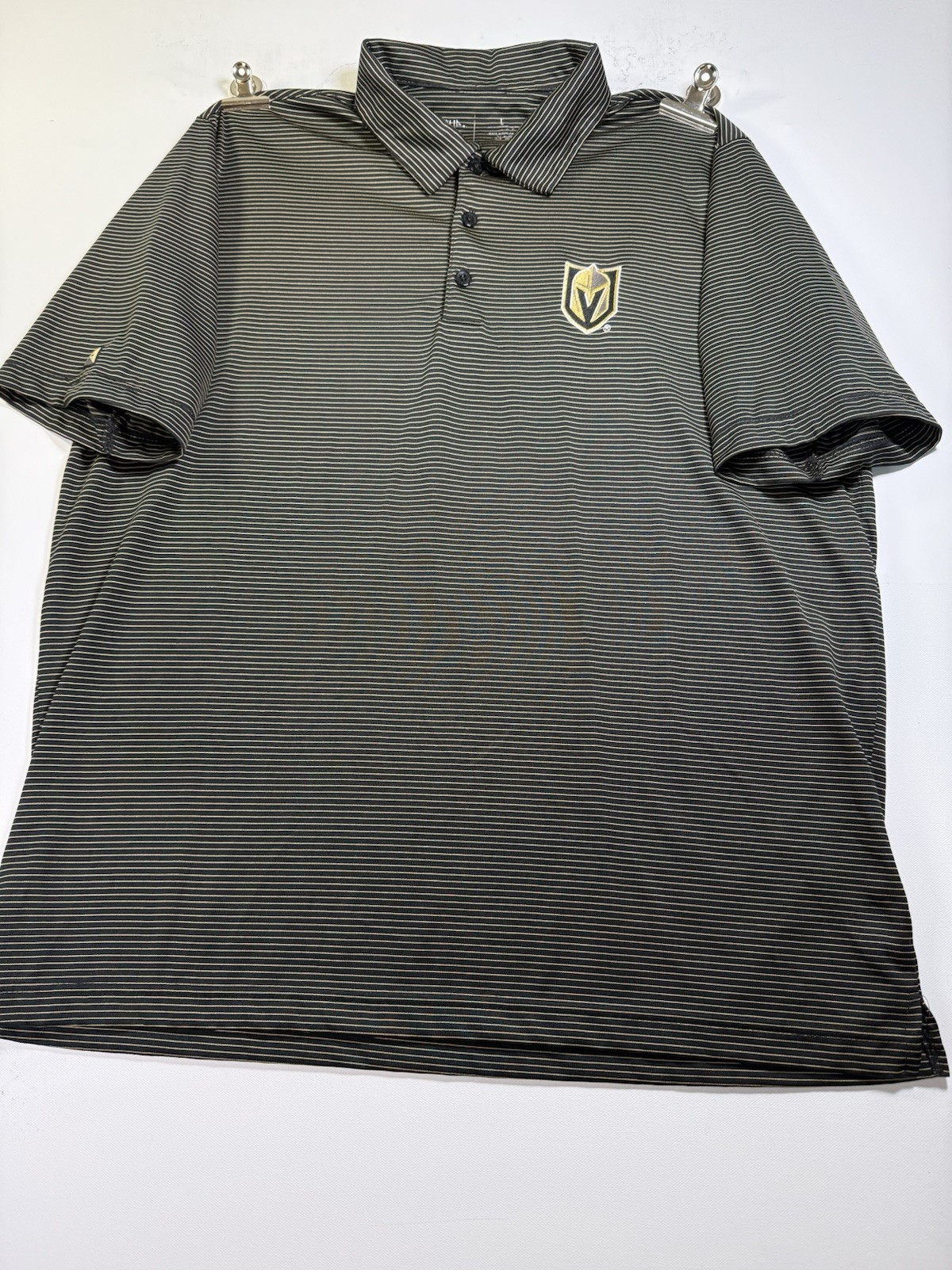 Golden Night Polo Men’s Size L Short Sleeve Striped Shirt SKU 0158