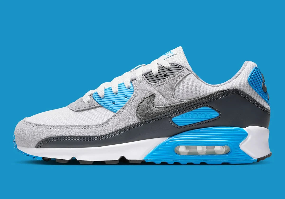 Nike Air Max 90 Platinum Tint Blue Lightning Iron Grey Nby DM0029-019 sz 9.5 Men