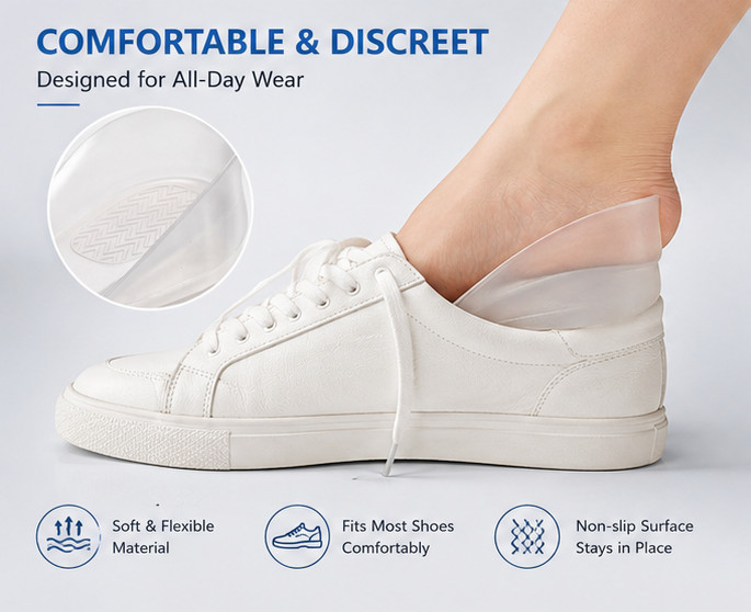 Invisible Height Increase Insoles, Non-Slip Silicone Shoe Lift Pads