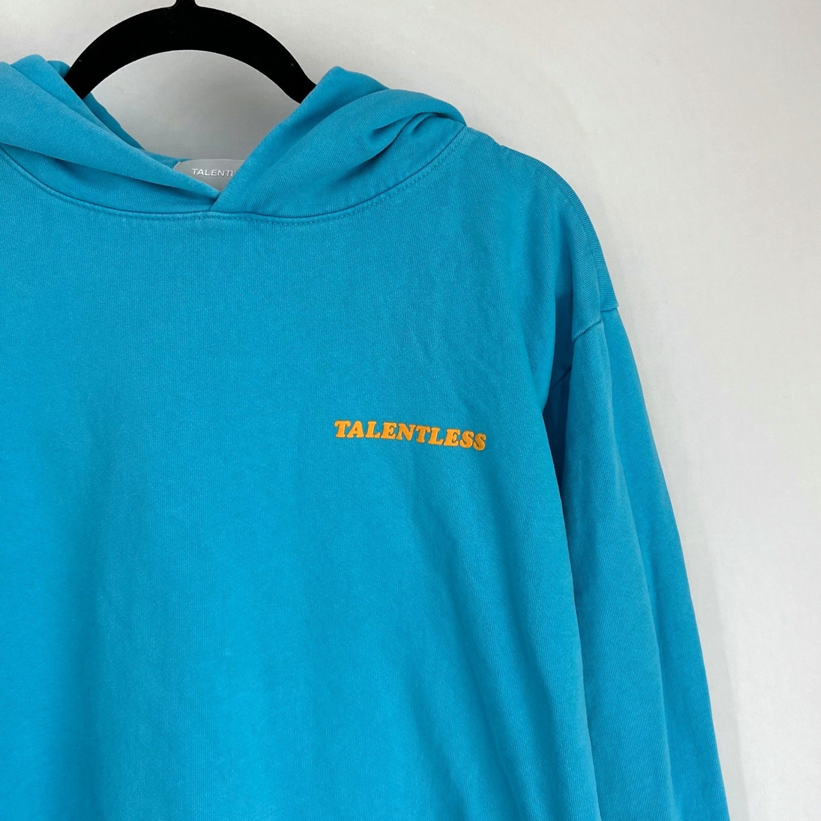 Talentless Neon Collection Blue Orange Logo Hoodie Sweatshirt Size M 100% Cotton