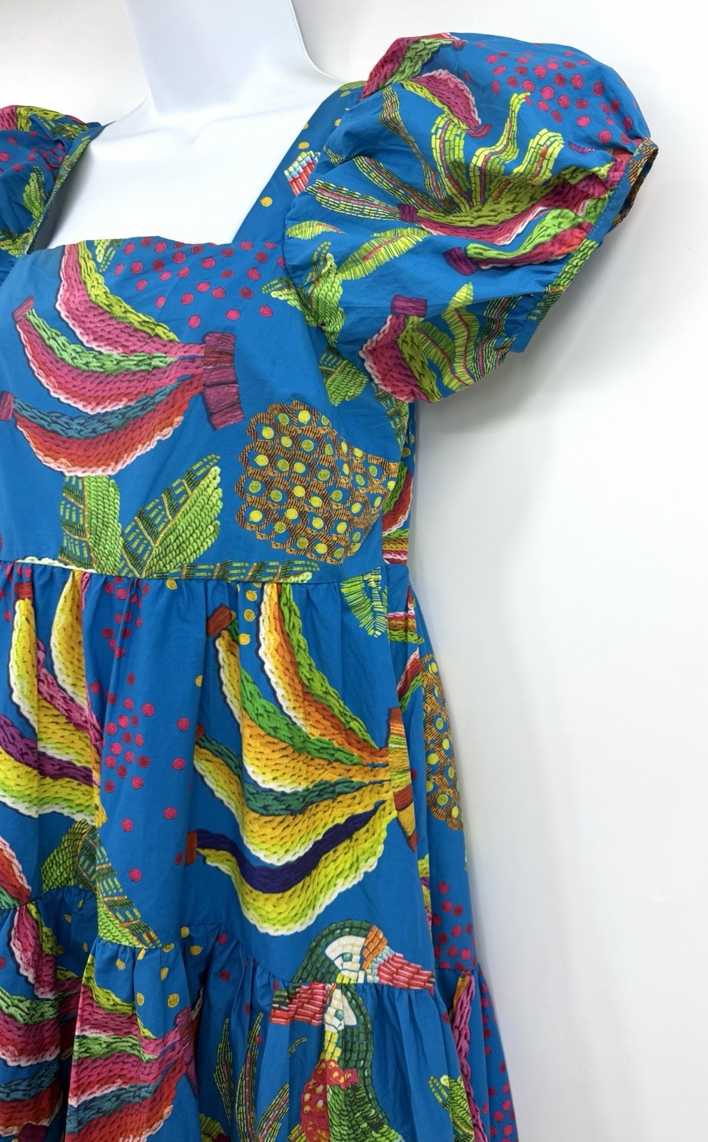 Anthropologie Farm Rio Tropics Tiered Midi Dress Size Small-FLAW