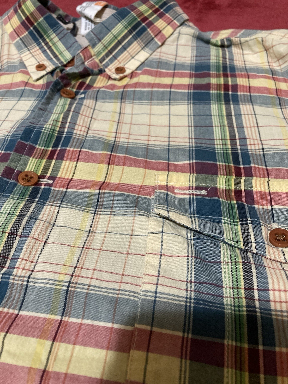 Ben Sherman Plectrum XXL Beige Plaid Long Sleeve Button Up 24in Pit To Pit